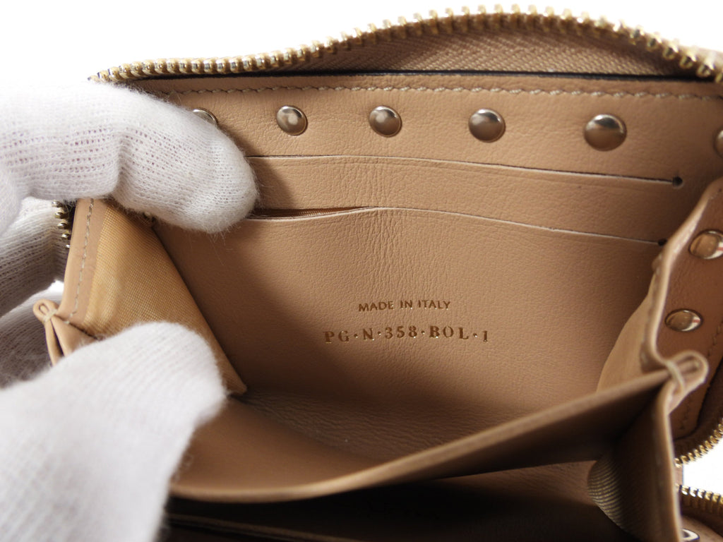 Valentino Nude Rockstud Leather Small Zip Wallet