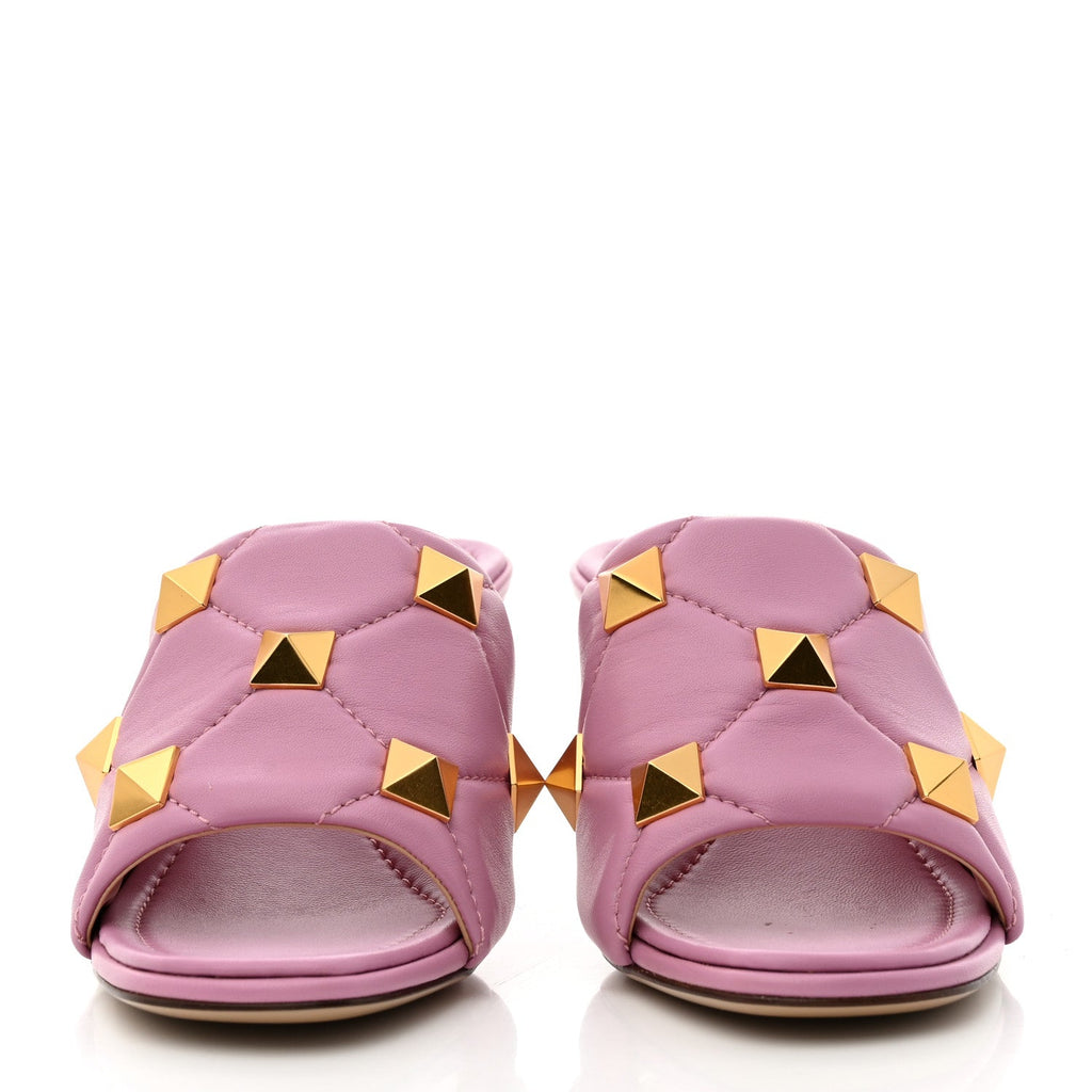 VALENTINO GARAVANI NAPPA QUILTED ROMAN STUD SLIDE