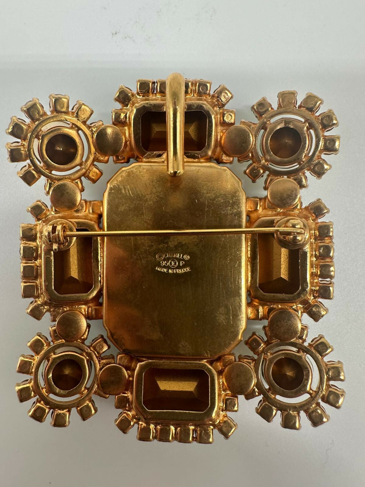 Chanel Vintage 1995P Baroque Gripoix Rhinestone Brooch