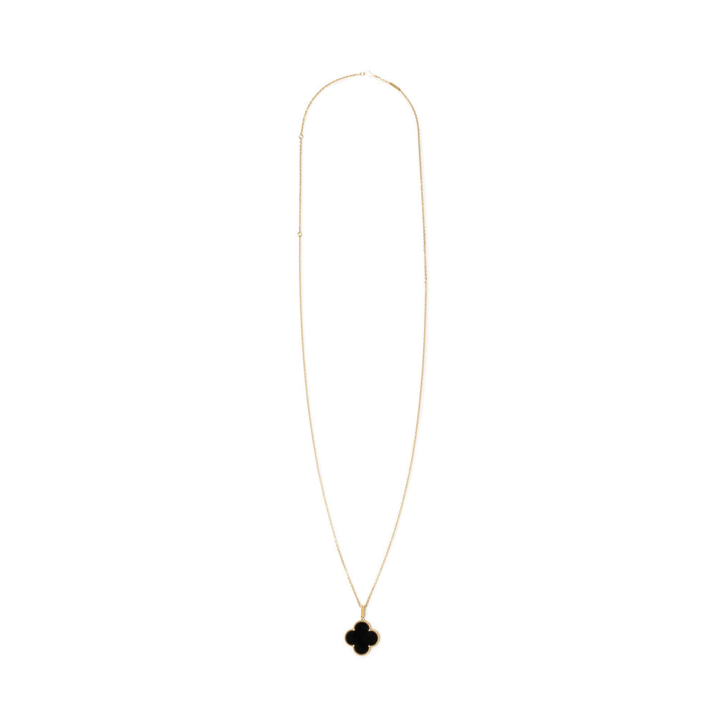Van Cleef & Arpels Magic Alhambra 1 Motif Long Necklace Onyx 18K Yellow Gold