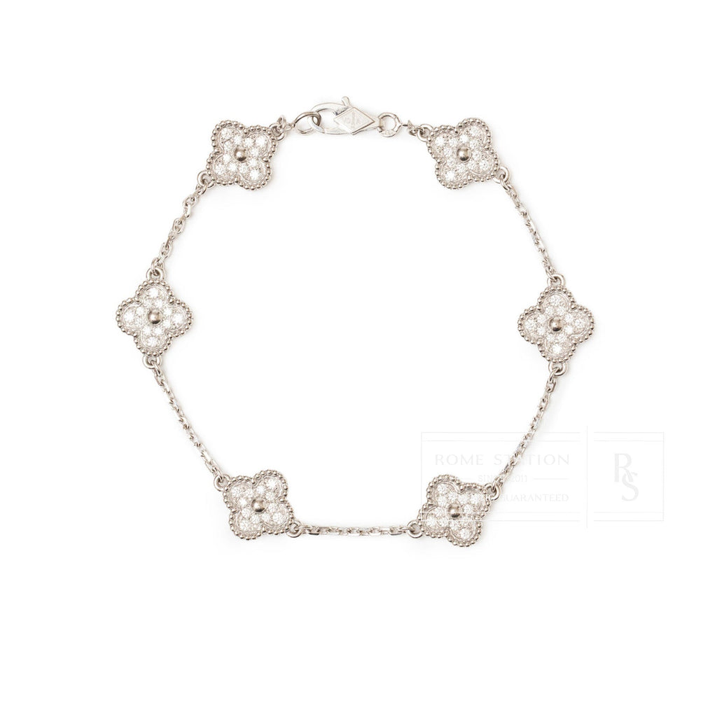 Van Cleef & Arpels Sweet Alhambra 6 Motifs Bracelet 18K White Gold with Diamond