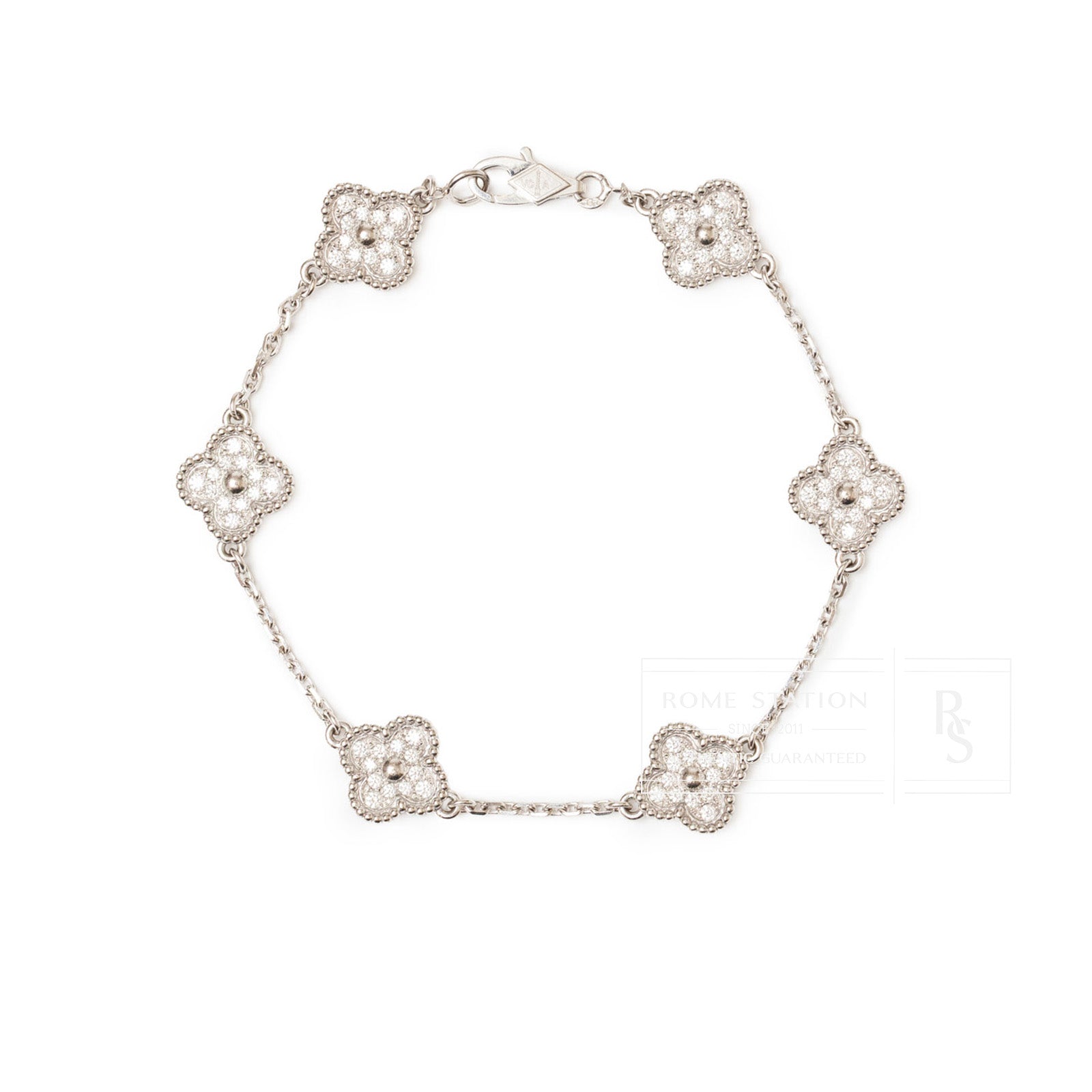 Van Cleef & Arpels Sweet Alhambra 6 Motifs Bracelet 18K White Gold with Diamond