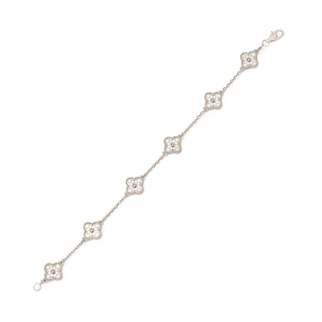 Van Cleef & Arpels Sweet Alhambra 6 Motifs Bracelet 18K White Gold with Diamond