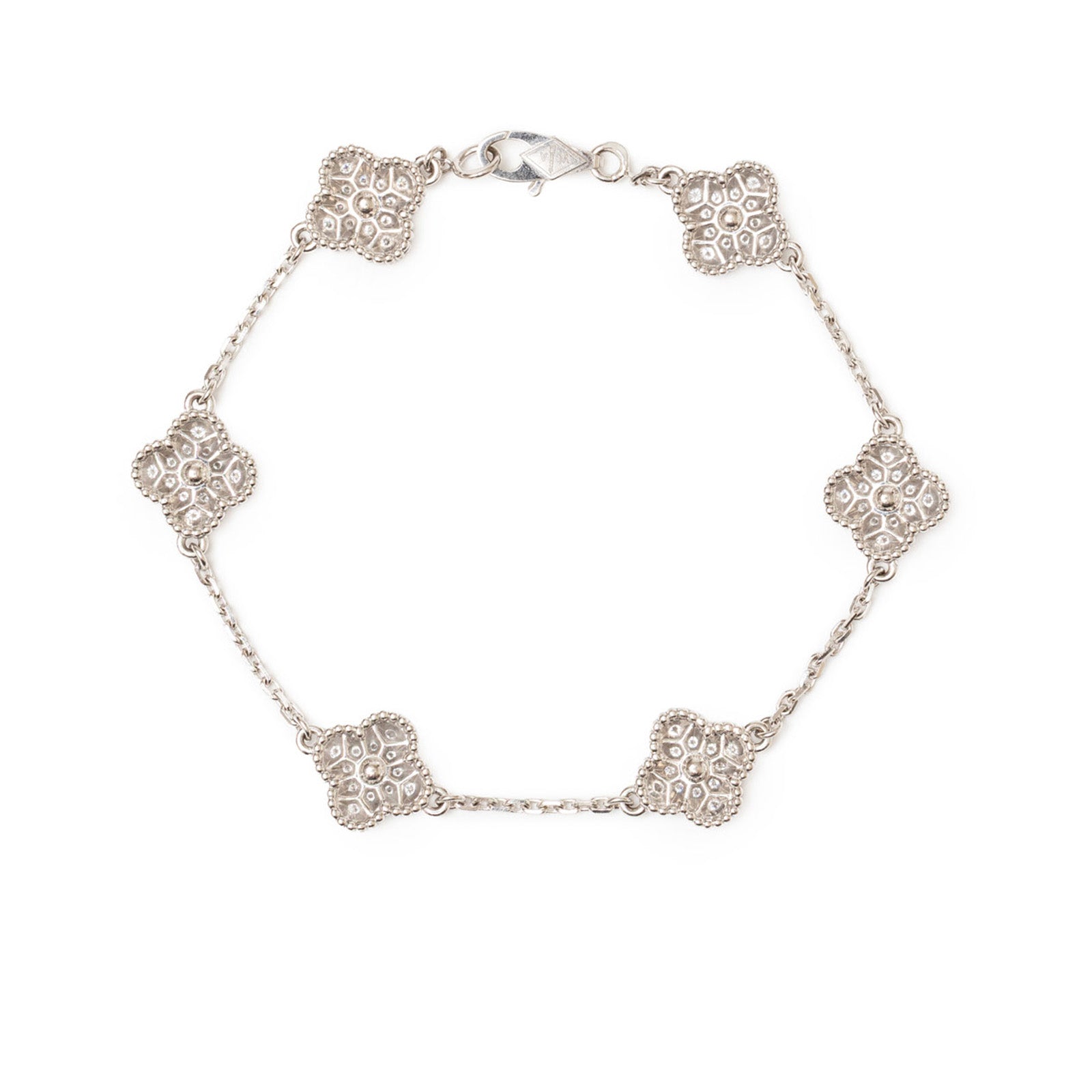 Van Cleef & Arpels Sweet Alhambra 6 Motifs Bracelet 18K White Gold with Diamond