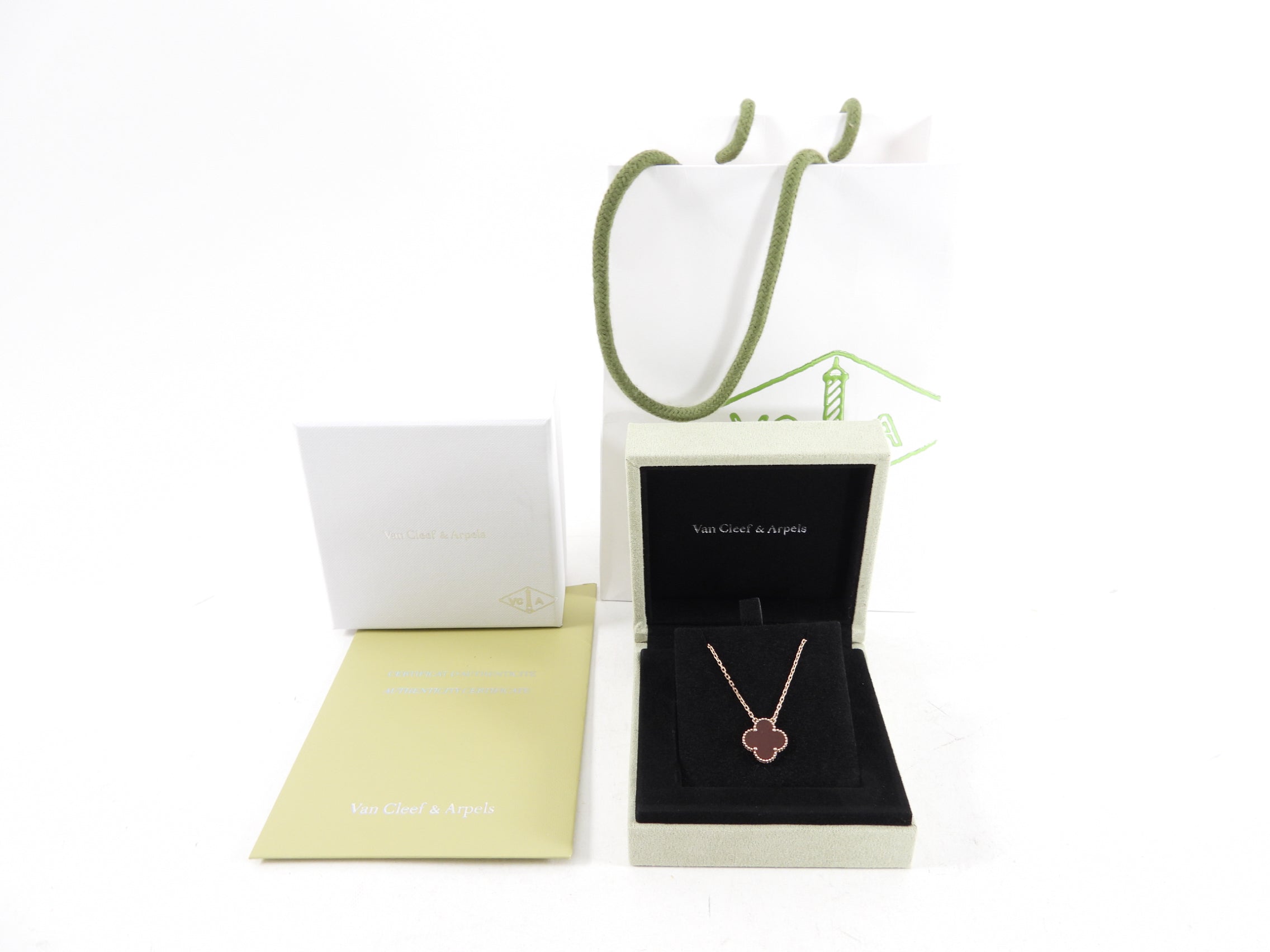 Van Cleef & Arpels 18k Rose Gold Carnelian Vintage Alhambra Pendant Necklace