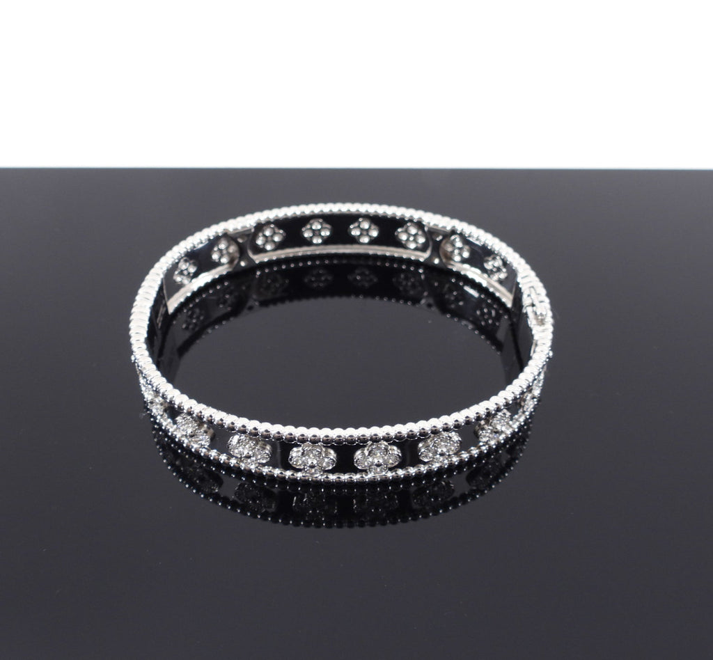 Van Cleef & Arpels 18k White Gold Diamond Perlee Clovers Bracelet