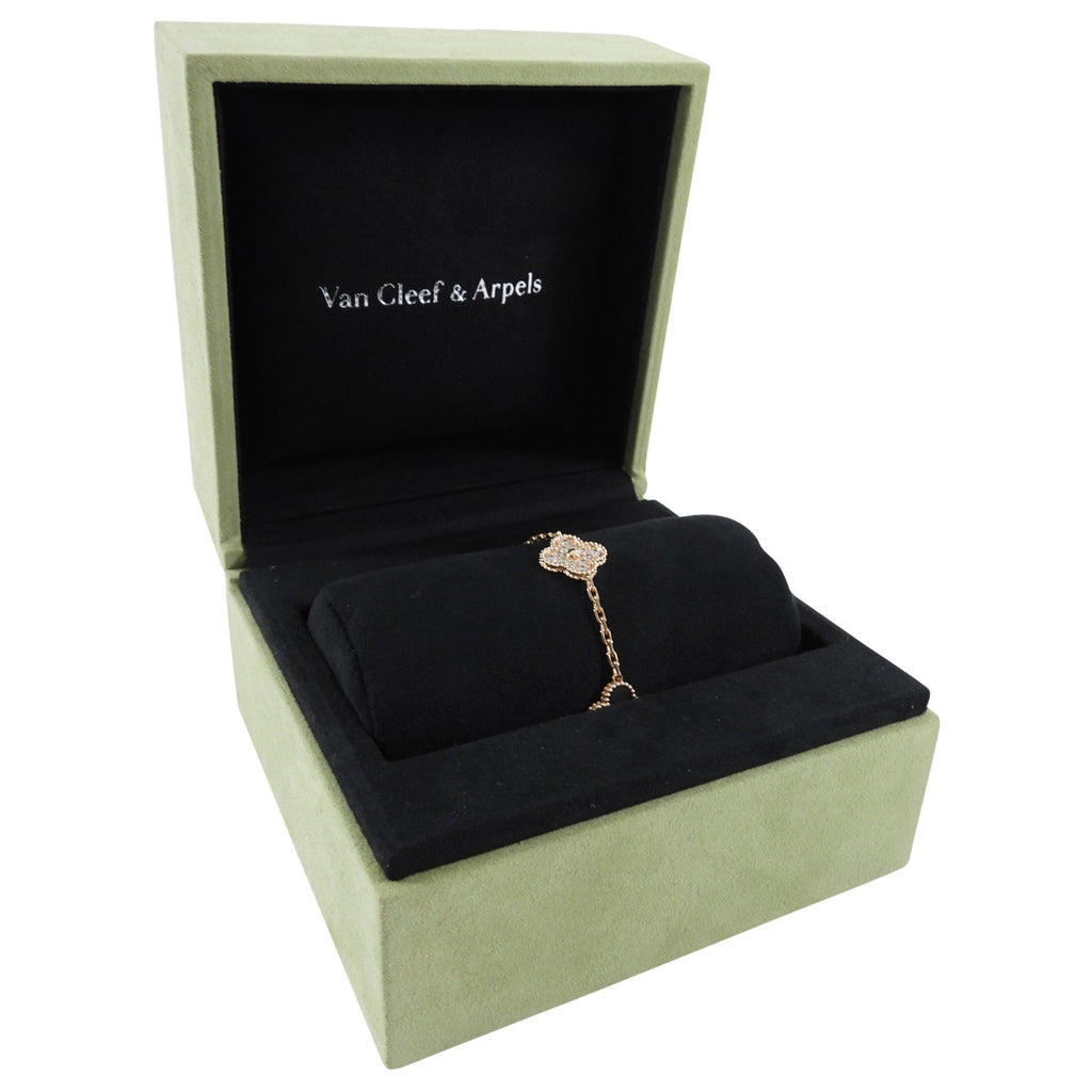 Van Cleef & Arpels 18k Rose Gold 5 Motif Alhambra MOP Diamond Bracelet