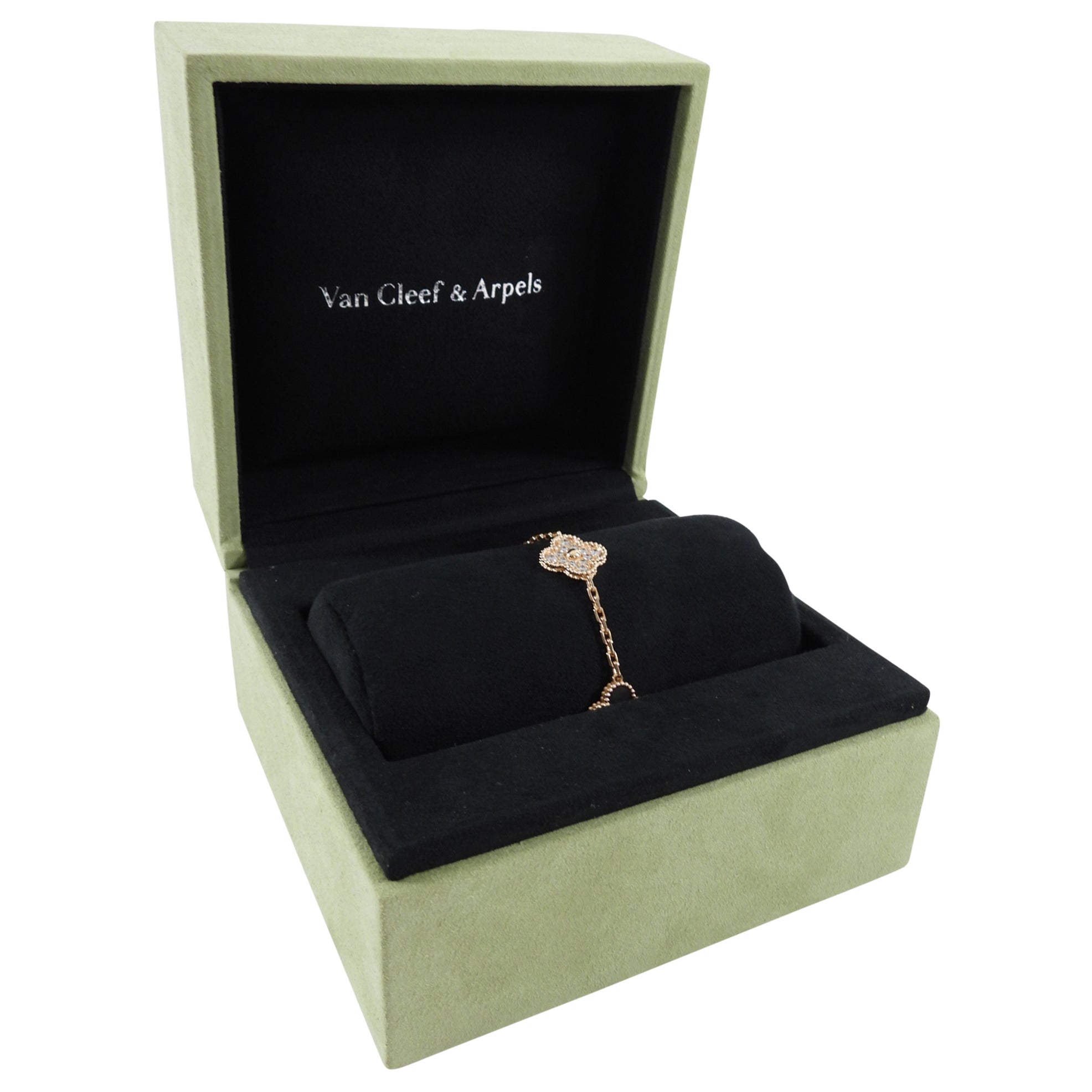 Van Cleef & Arpels 18k Rose Gold 5 Motif Alhambra MOP Diamond Bracelet
