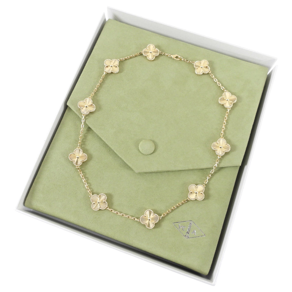 Van Cleef & Arpels 18k Gold Vintage Alhambra Necklace 10 motifs