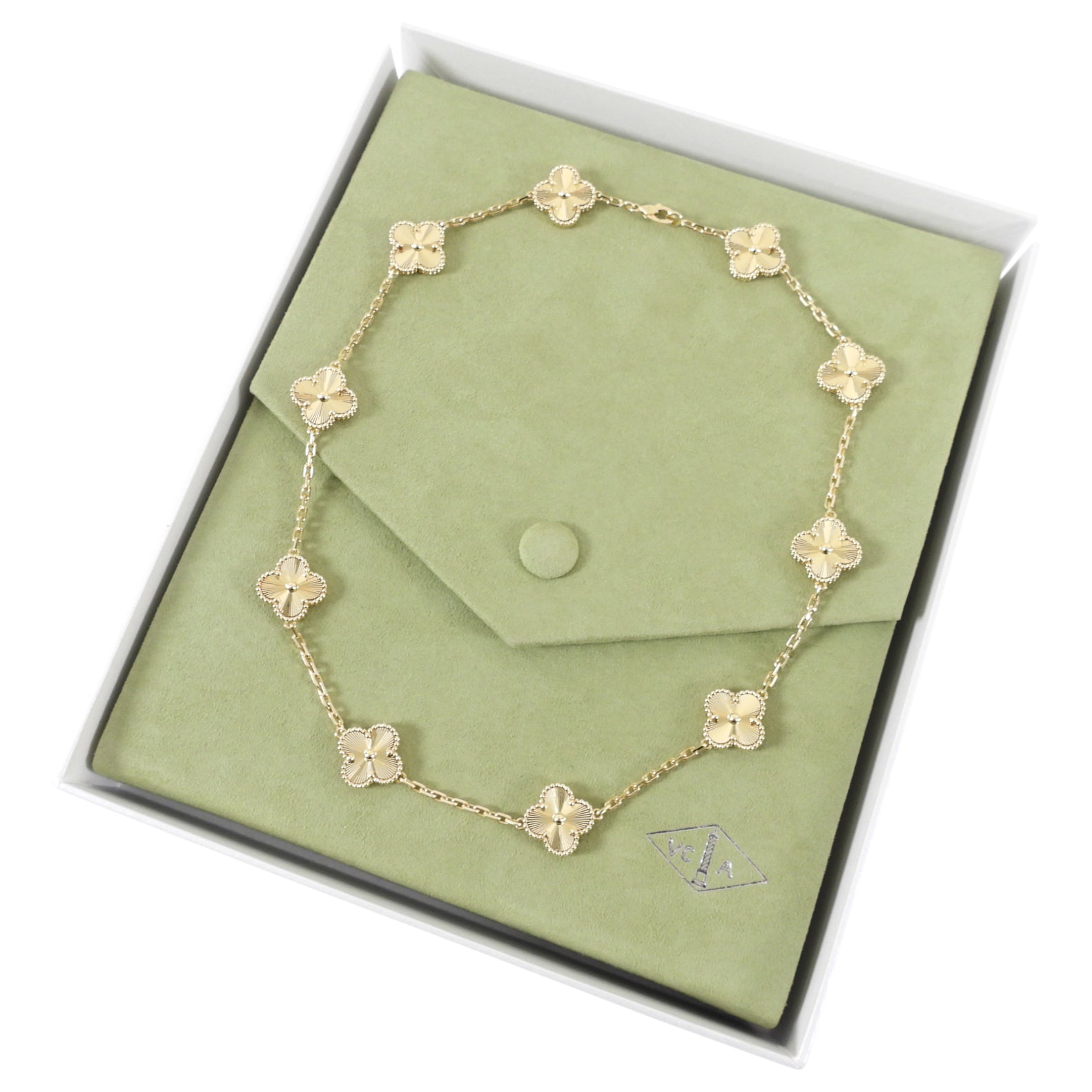 Van Cleef & Arpels 18k Gold Vintage Alhambra Necklace 10 motifs