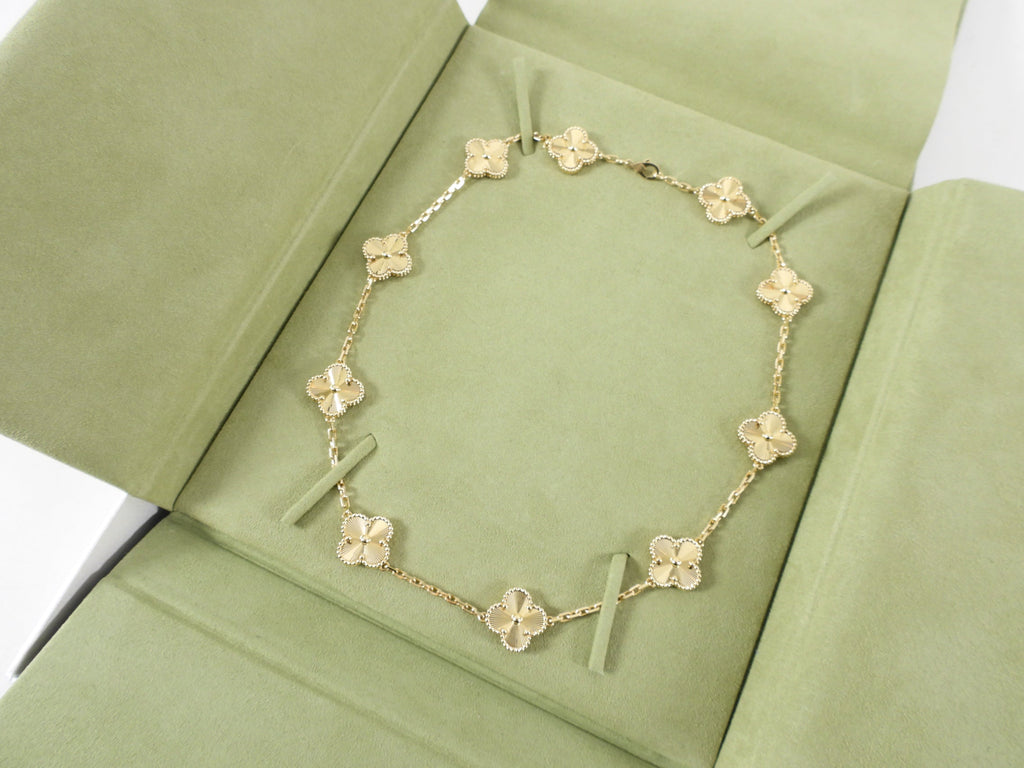 Van Cleef & Arpels 18k Gold Vintage Alhambra Necklace 10 motifs