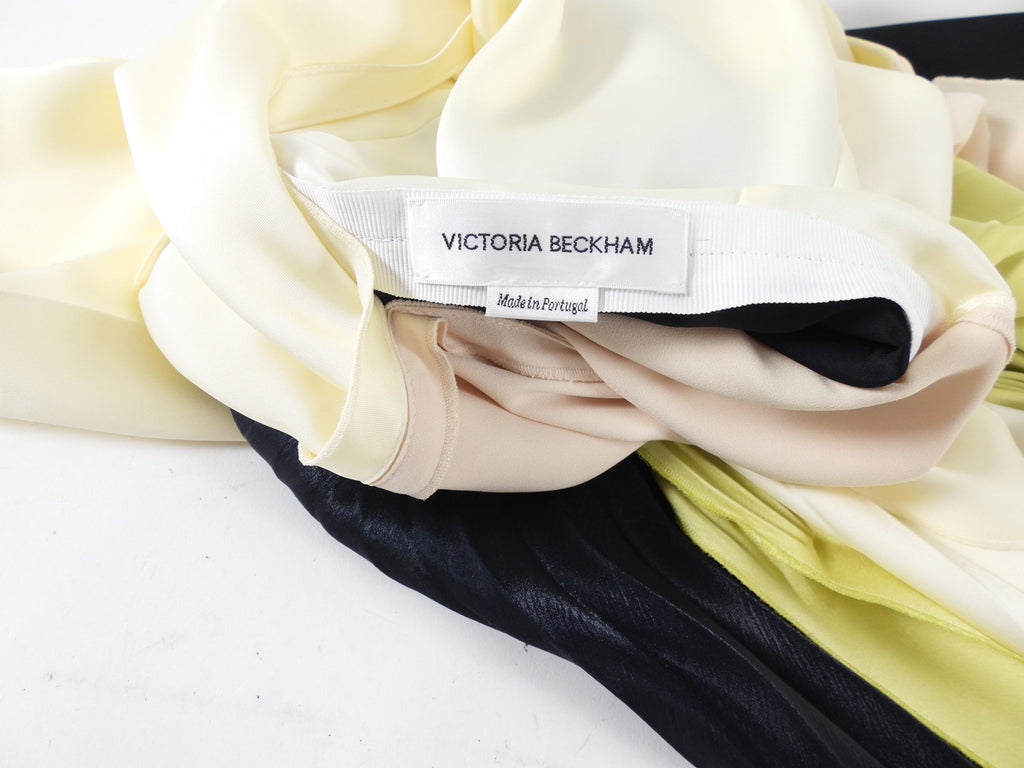 Victoria Beckham Satin Pleat Colour Block Gown - IT42 / 6