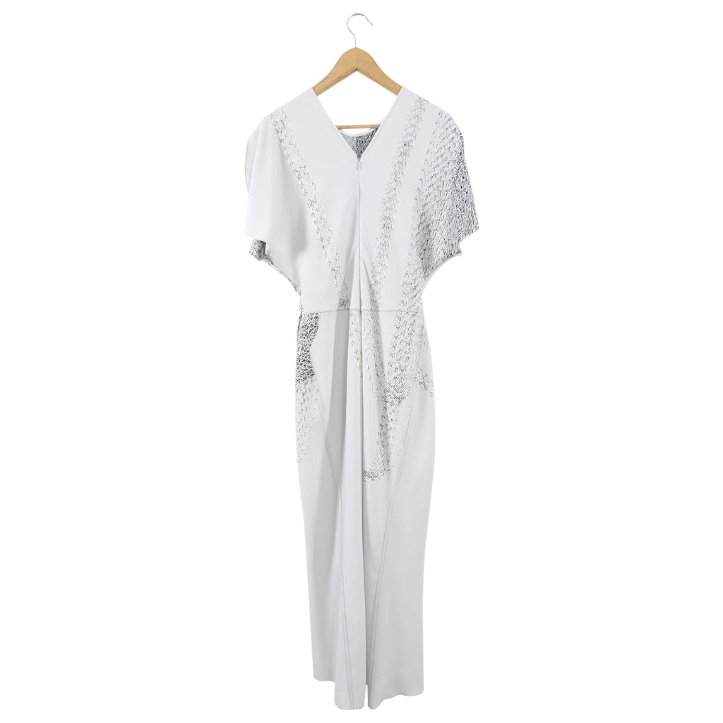 Victoria Beckham Grey Chain Print Ruch Gown - M (6/8)