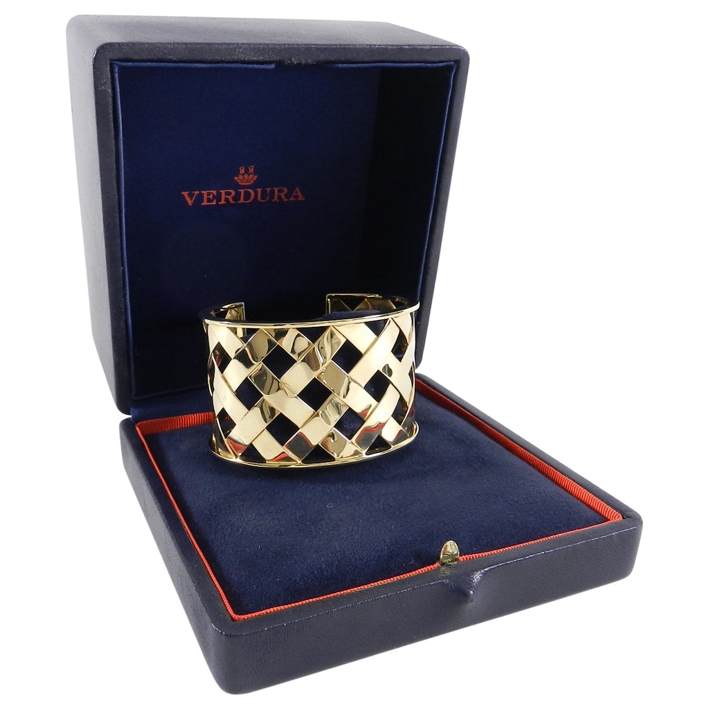 Verdura 18k Yellow Gold Criss Cross Cuff Bracelet