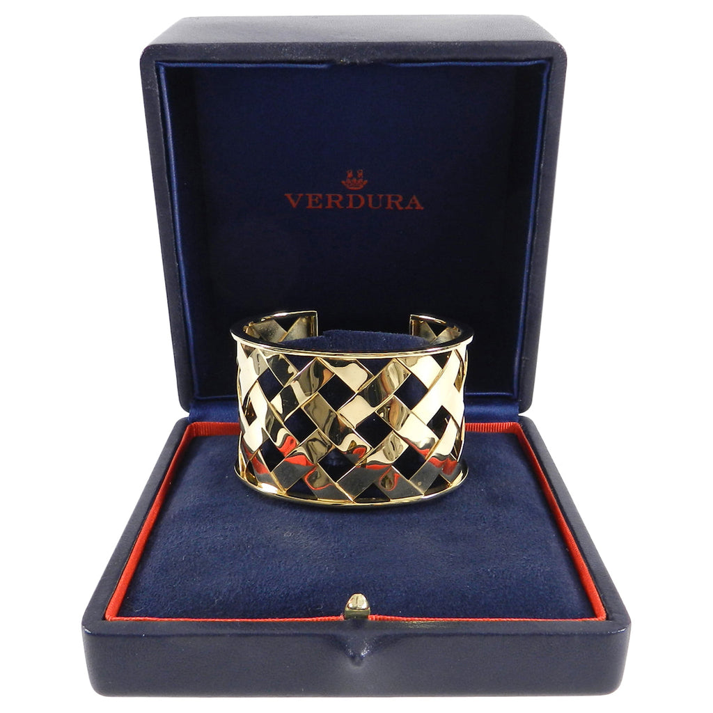 Verdura 18k Yellow Gold Criss Cross Cuff Bracelet