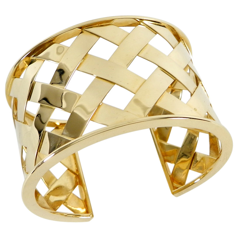 Verdura 18k Yellow Gold Criss Cross Cuff Bracelet