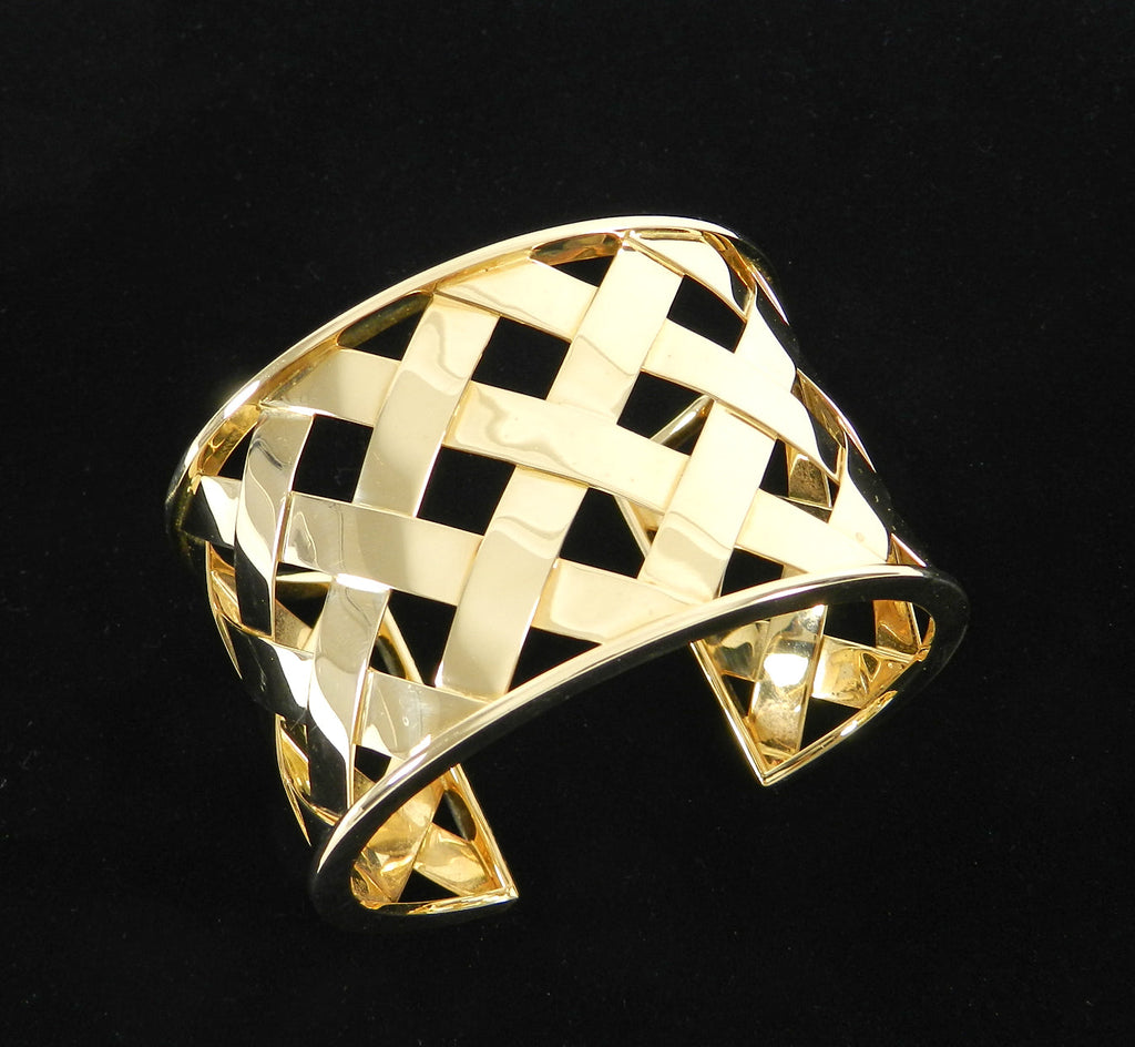 Verdura 18k Yellow Gold Criss Cross Cuff Bracelet