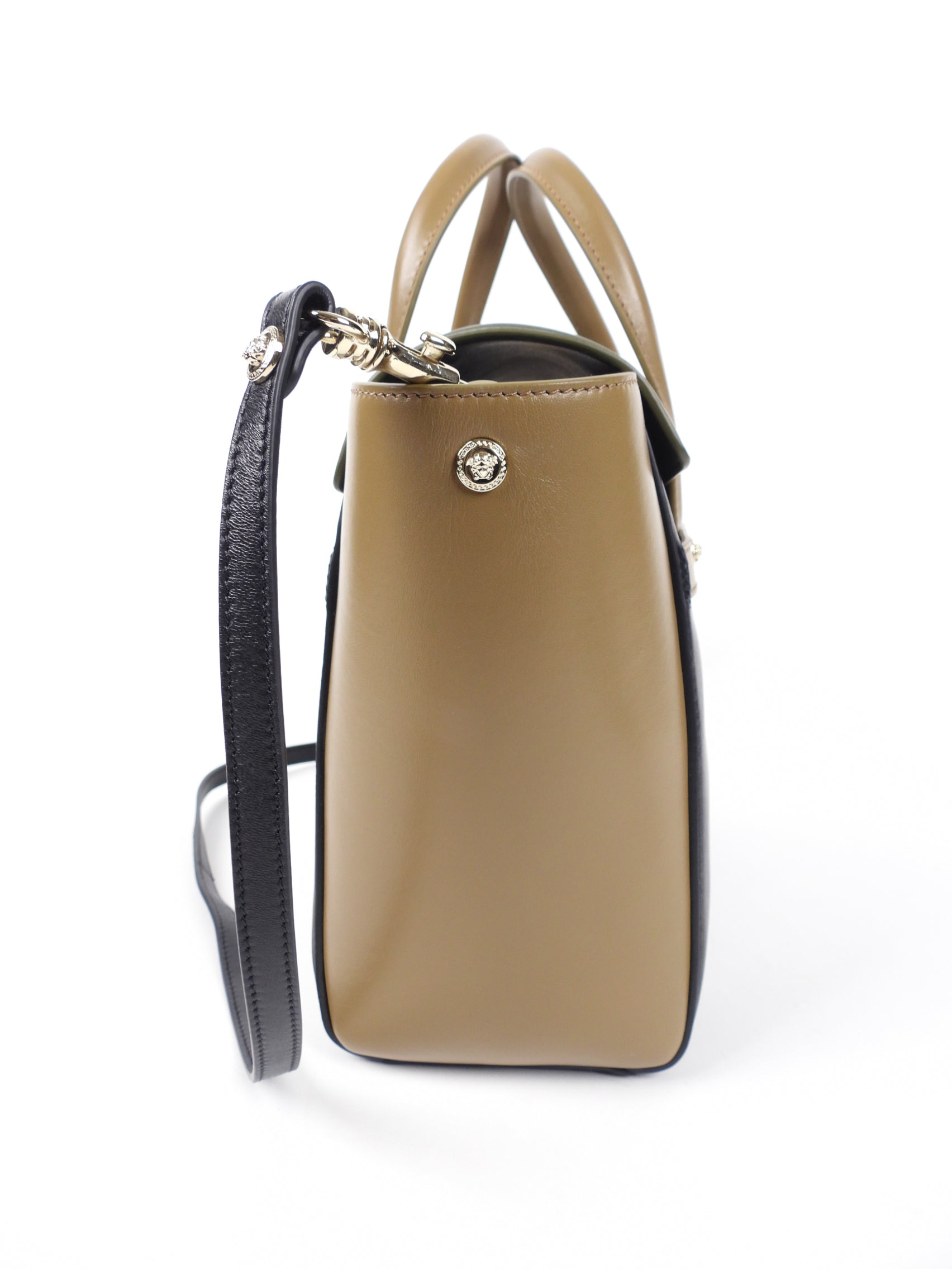 Versace Olive / Black Tricolor Two-Way Satchel Bag