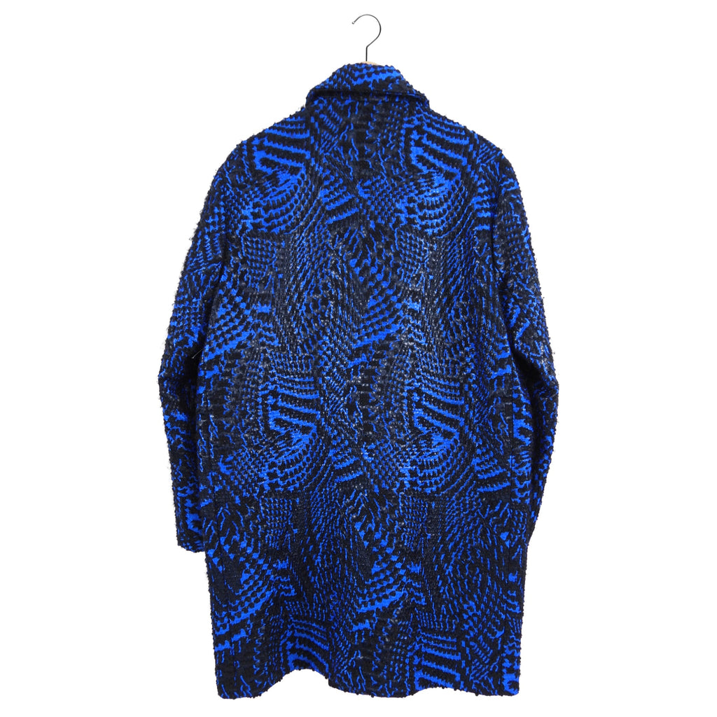 Versace Electric Blue and Black Boucle Wool Coat - IT42 / M