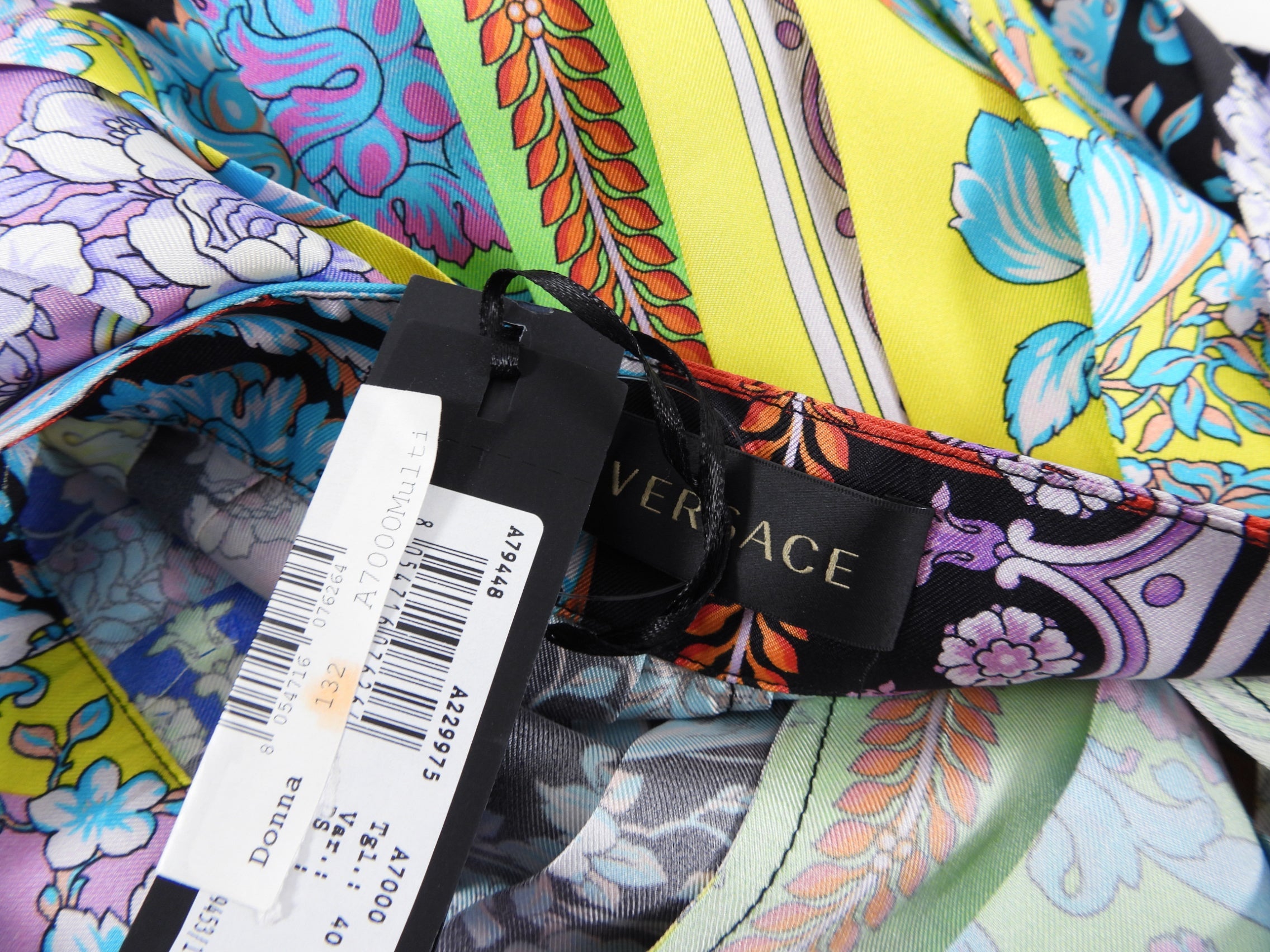 Versace Blue Muti Barocco Print Silk Pleat Mini Skirt - IT40 / 4