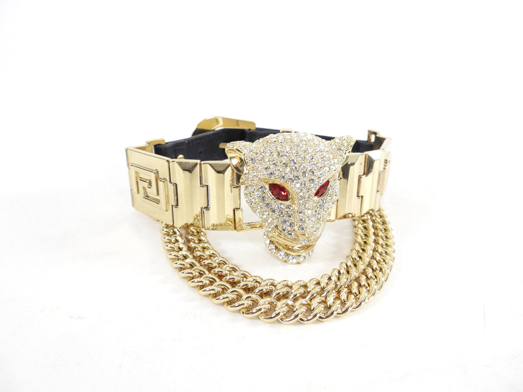 Versace x H&M Goldtone Jewelled Panther Chain Choker Necklace
