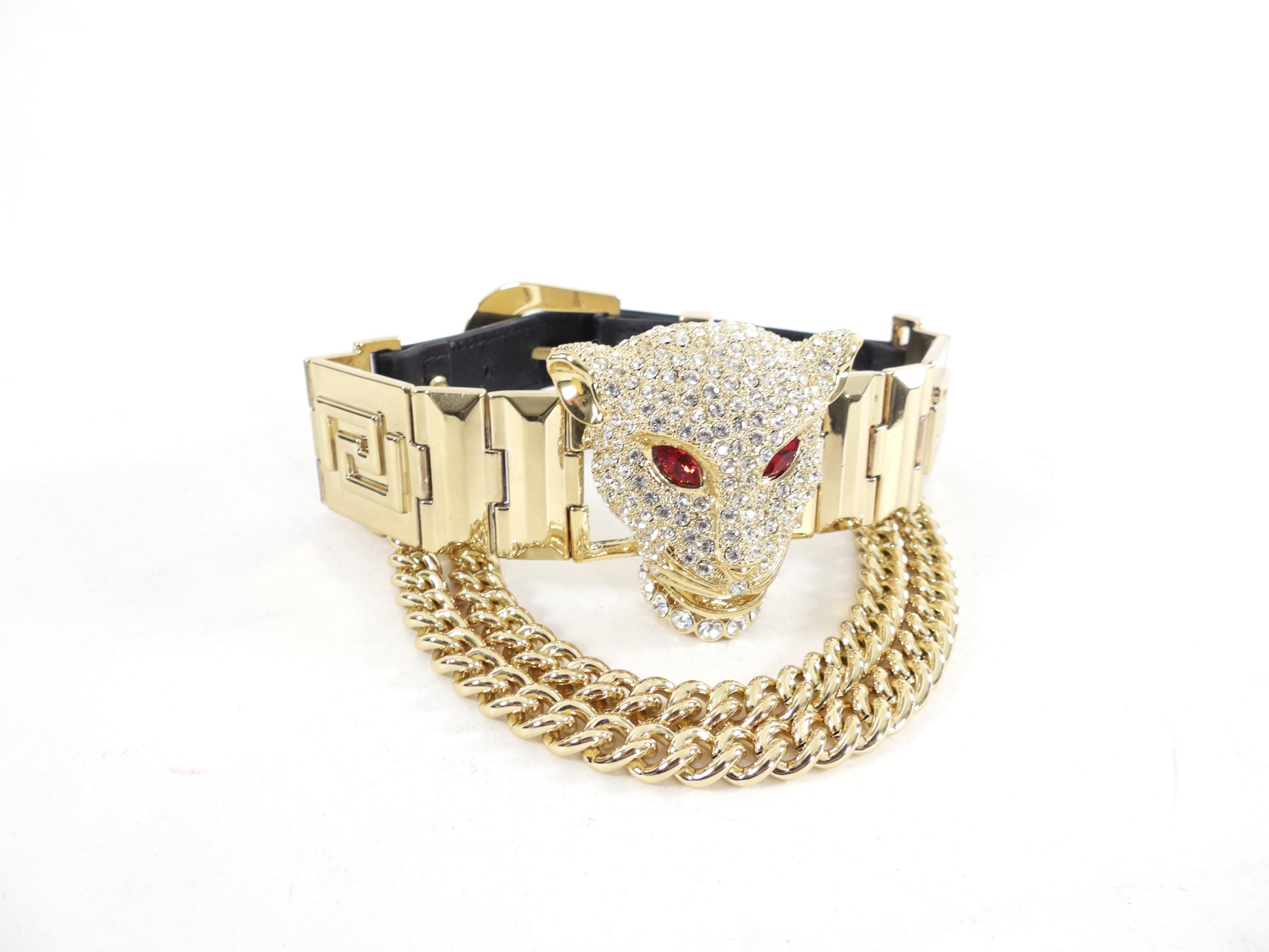 Versace x H&M Goldtone Jewelled Panther Chain Choker Necklace