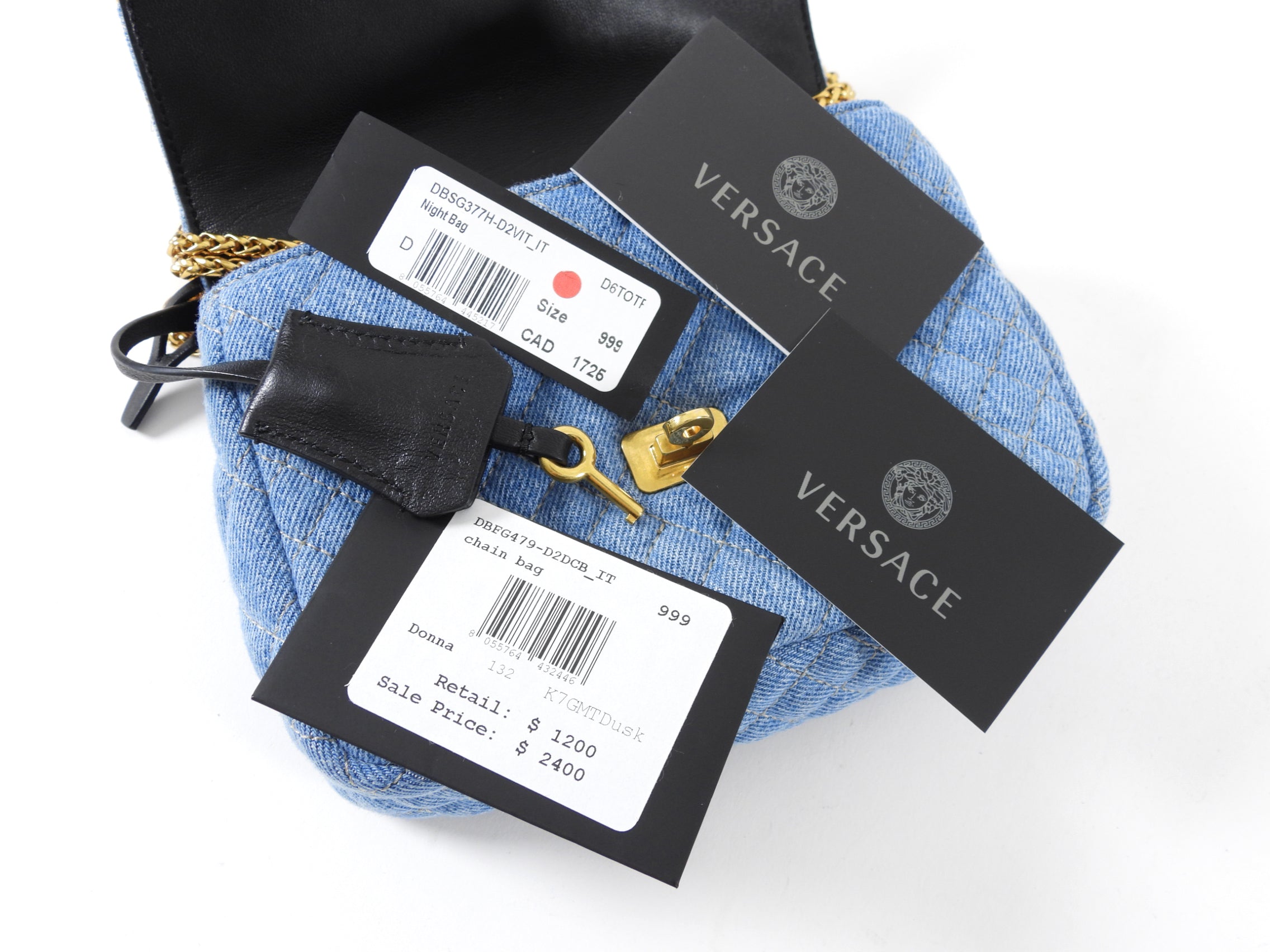 Versace Small Denim Barocco Quilted Icon Flap Bag