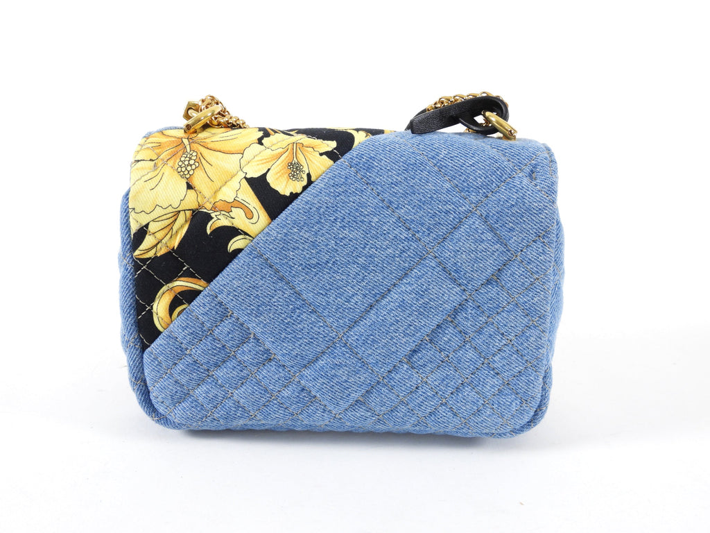 Versace Small Denim Barocco Quilted Icon Flap Bag