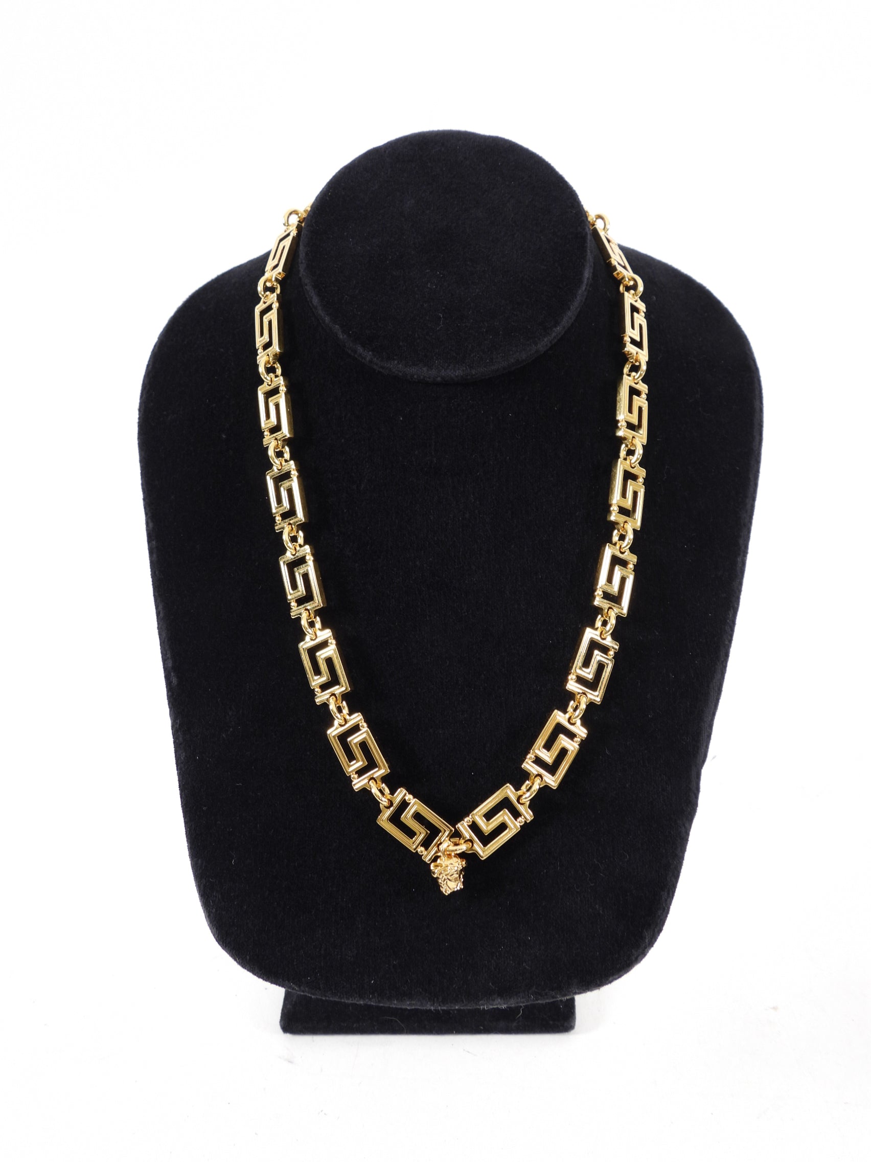 Versace Grecamania Greek Key and Medusa Link Necklace