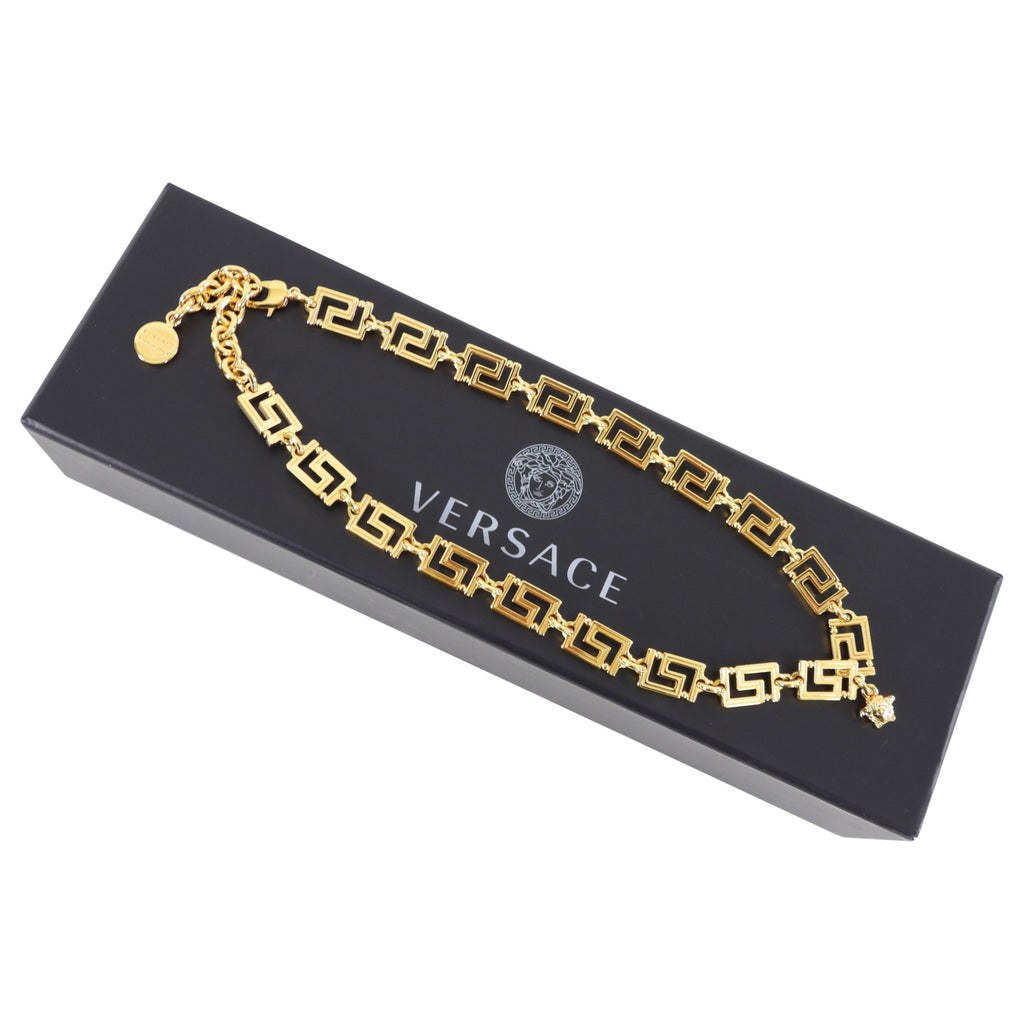 Versace Grecamania Greek Key and Medusa Link Necklace