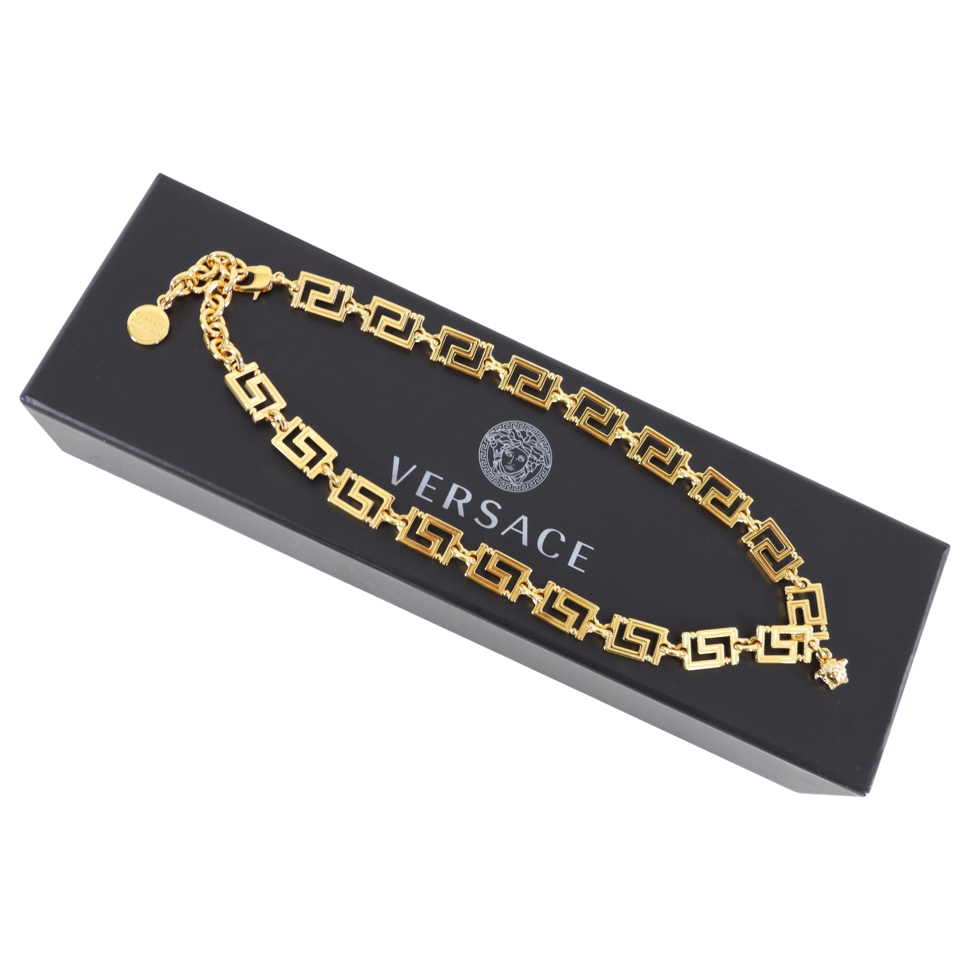Versace Grecamania Greek Key and Medusa Link Necklace