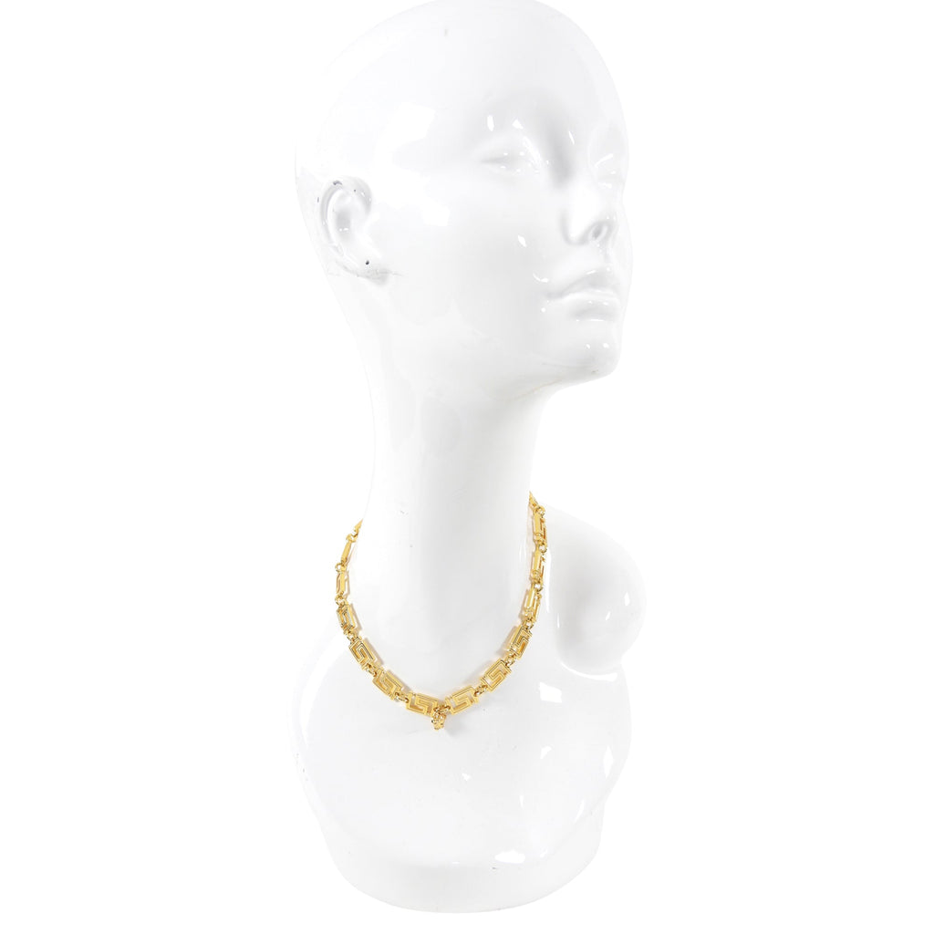 Versace Grecamania Greek Key and Medusa Link Necklace