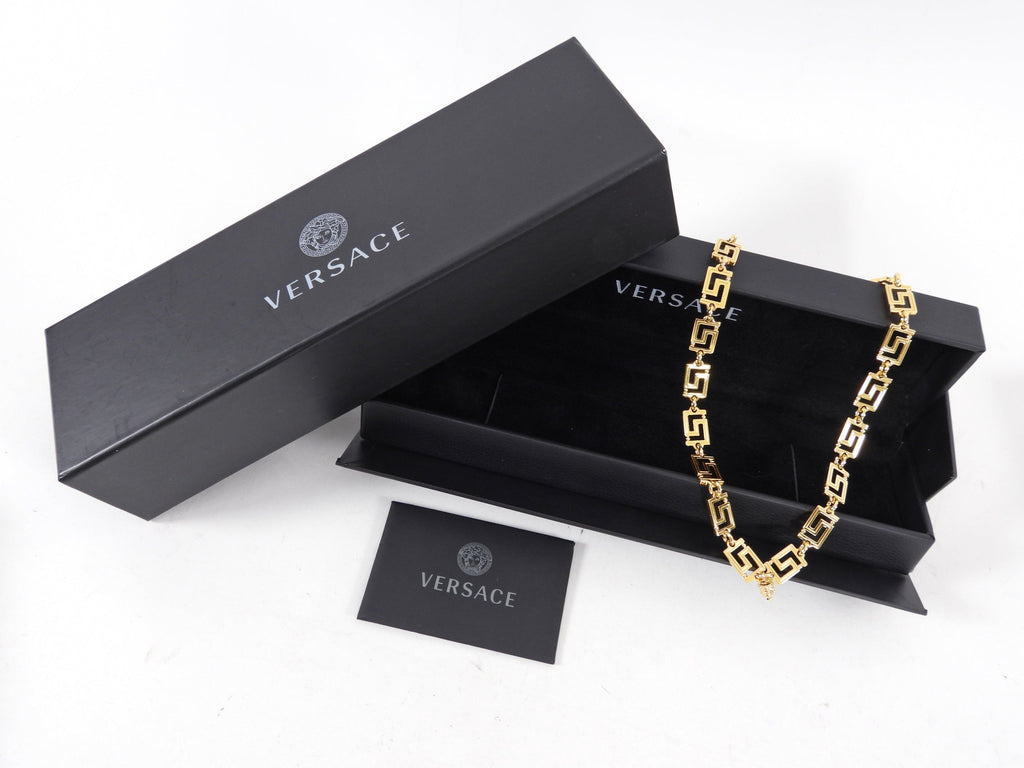 Versace Grecamania Greek Key and Medusa Link Necklace