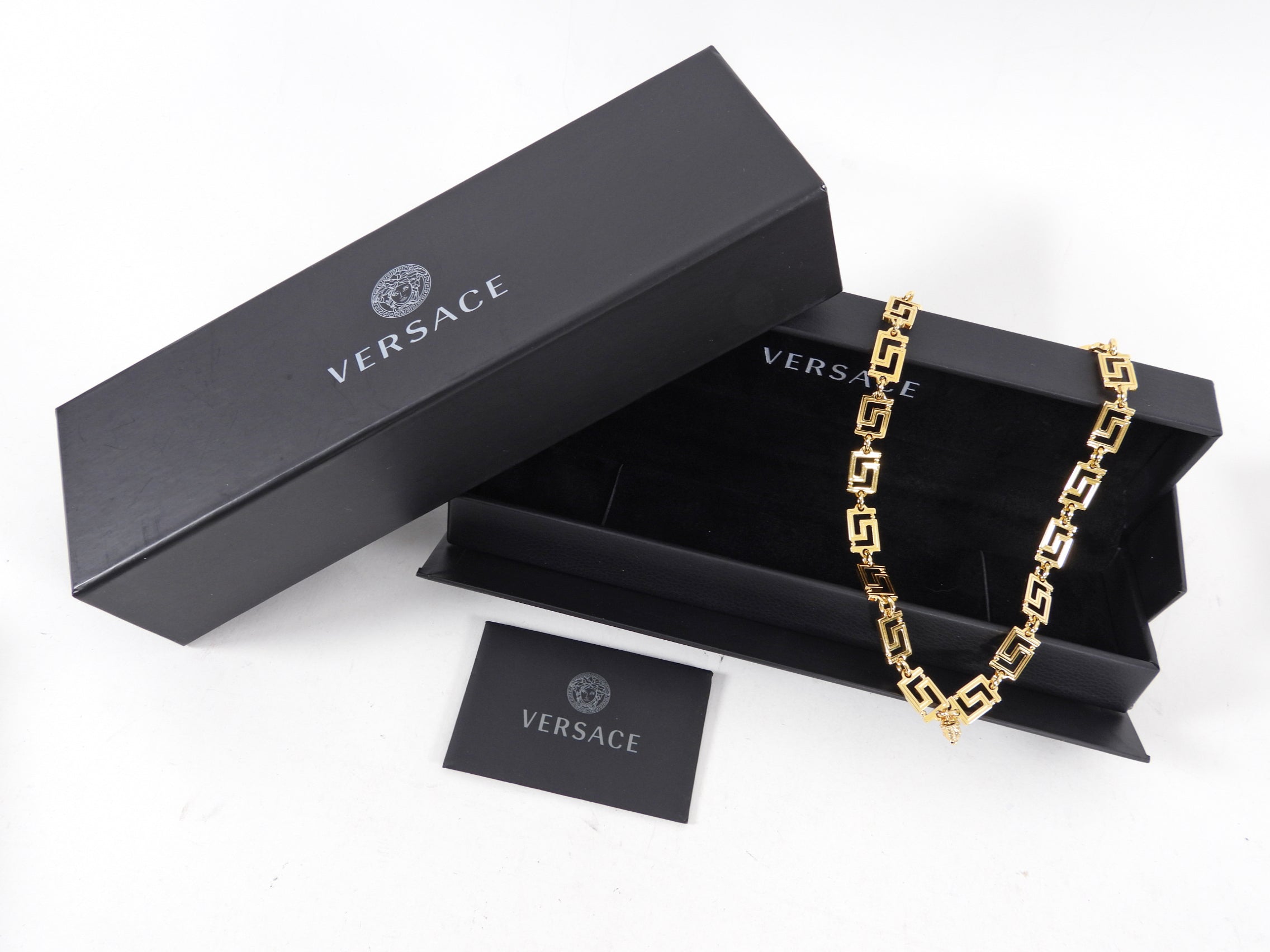 Versace Grecamania Greek Key and Medusa Link Necklace