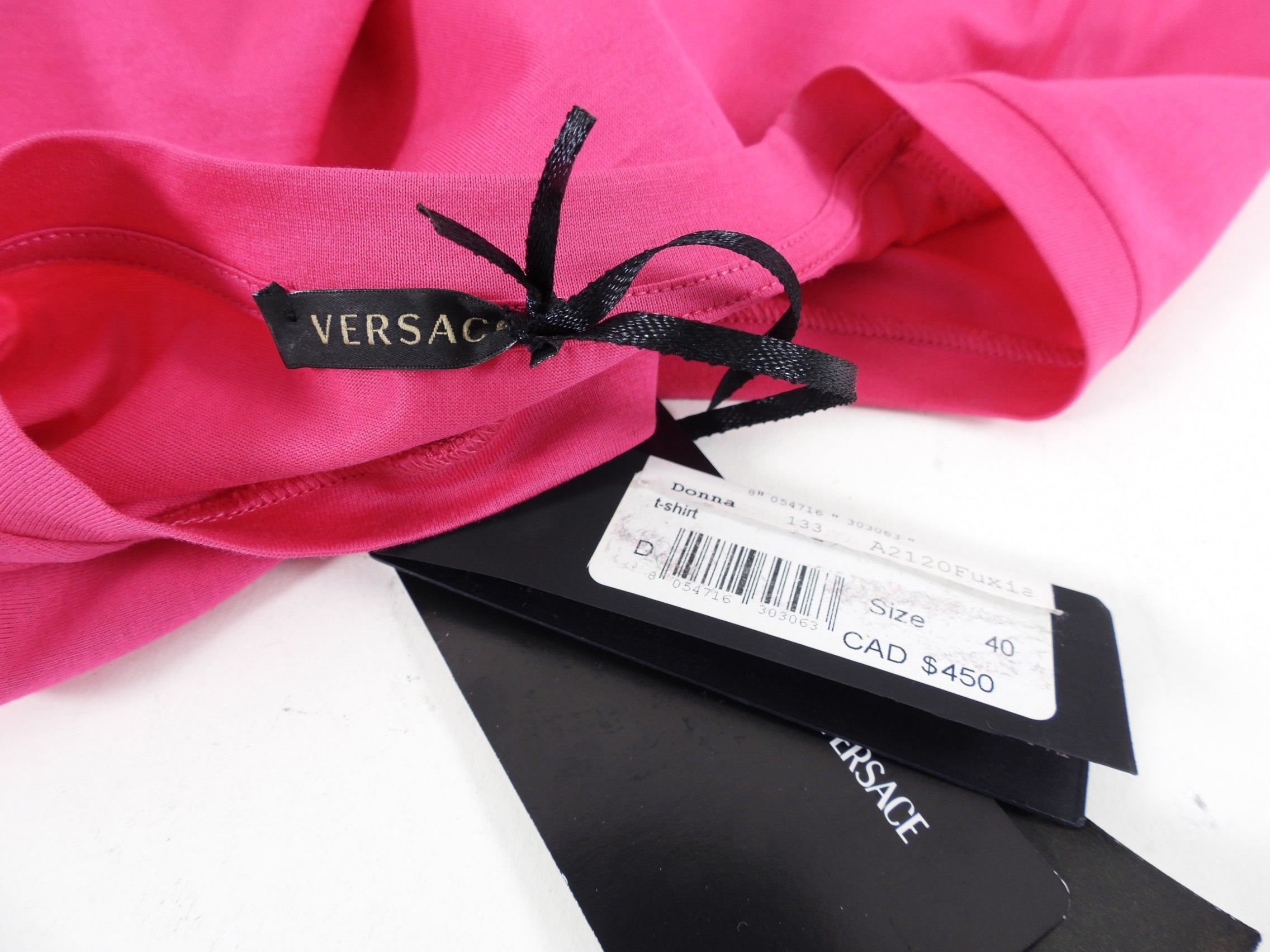 Versace Pink and Neon Yellow Logo T-Shirt
