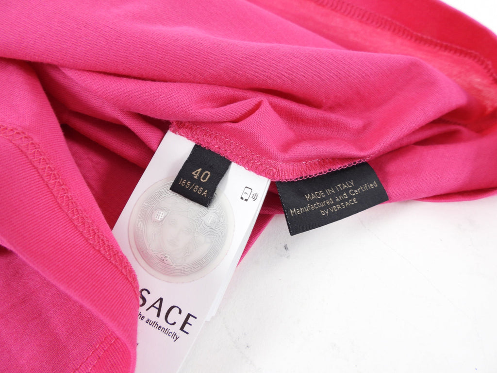 Versace Pink and Neon Yellow Logo T-Shirt