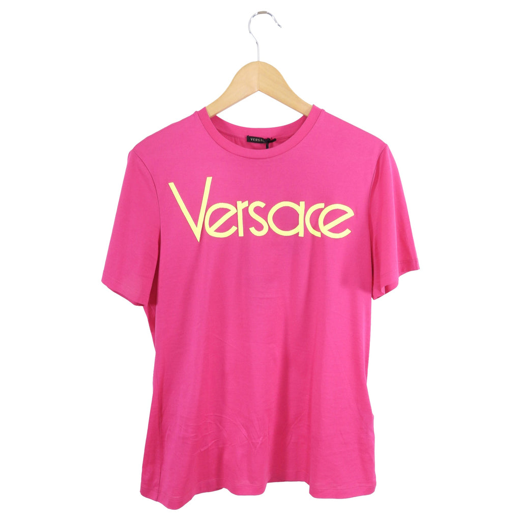 Versace Pink and Neon Yellow Logo T-Shirt