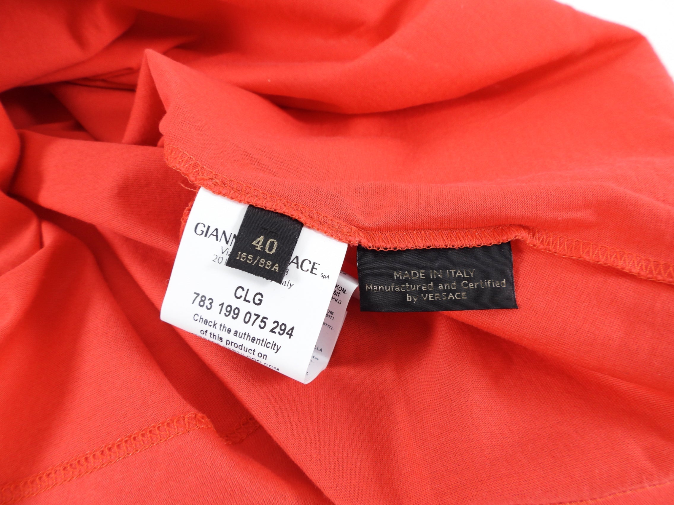 Versace Red and White Embroidered Logo T-Shirt