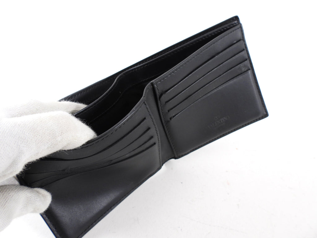 Valentino VLTN Black and White Leather Bifold Wallet