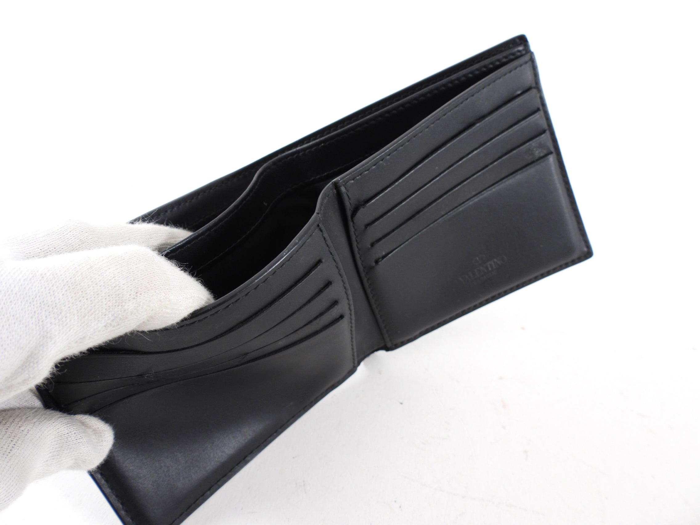 Valentino VLTN Black and White Leather Bifold Wallet