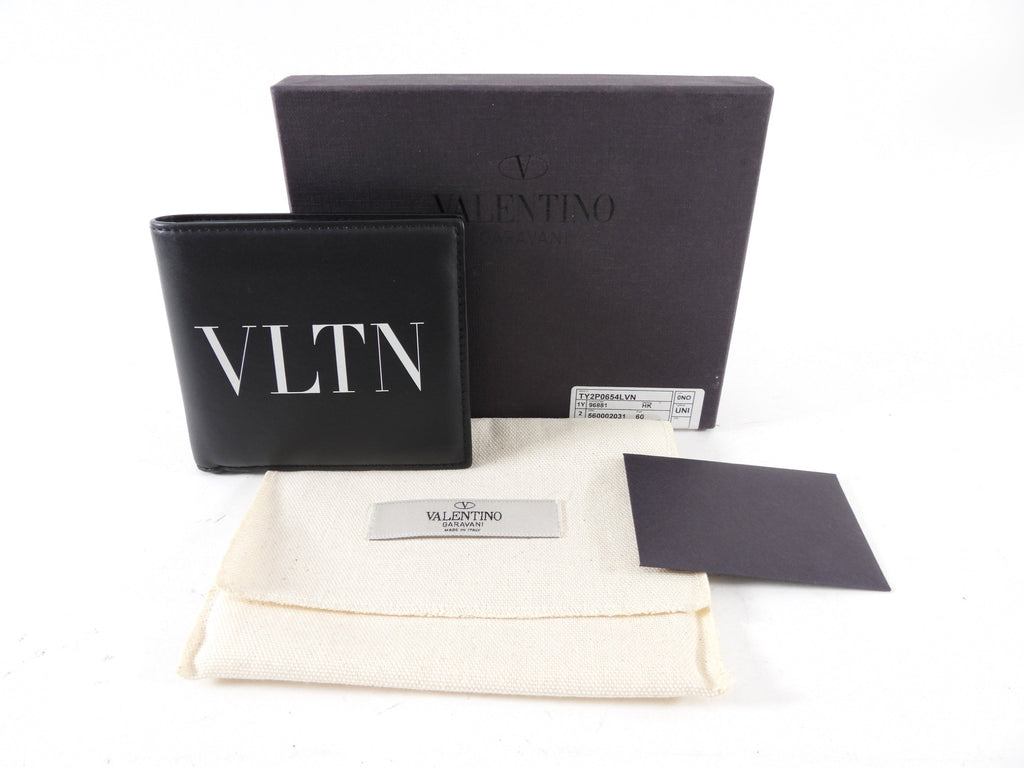 Valentino VLTN Black and White Leather Bifold Wallet