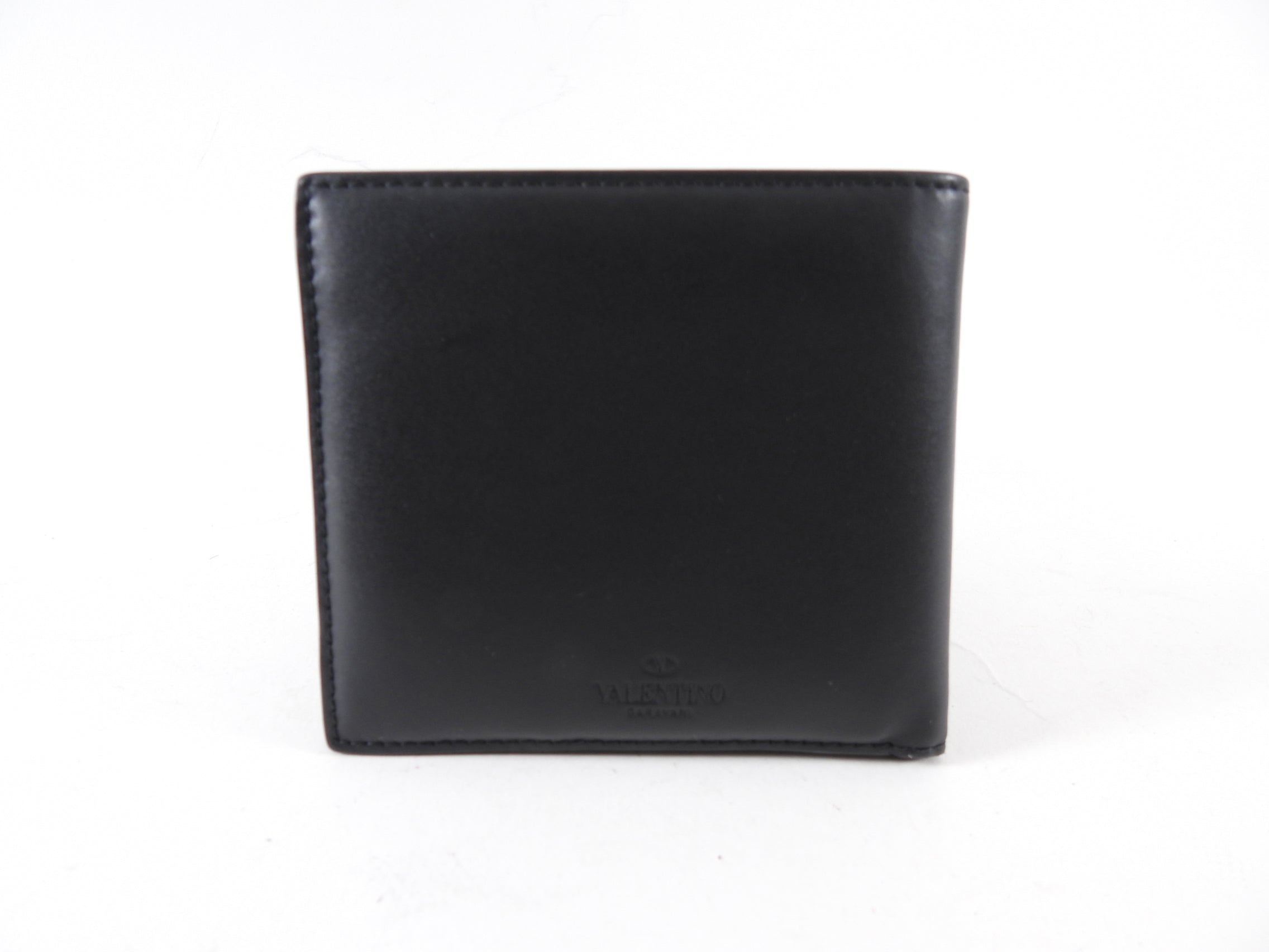 Valentino VLTN Black and White Leather Bifold Wallet