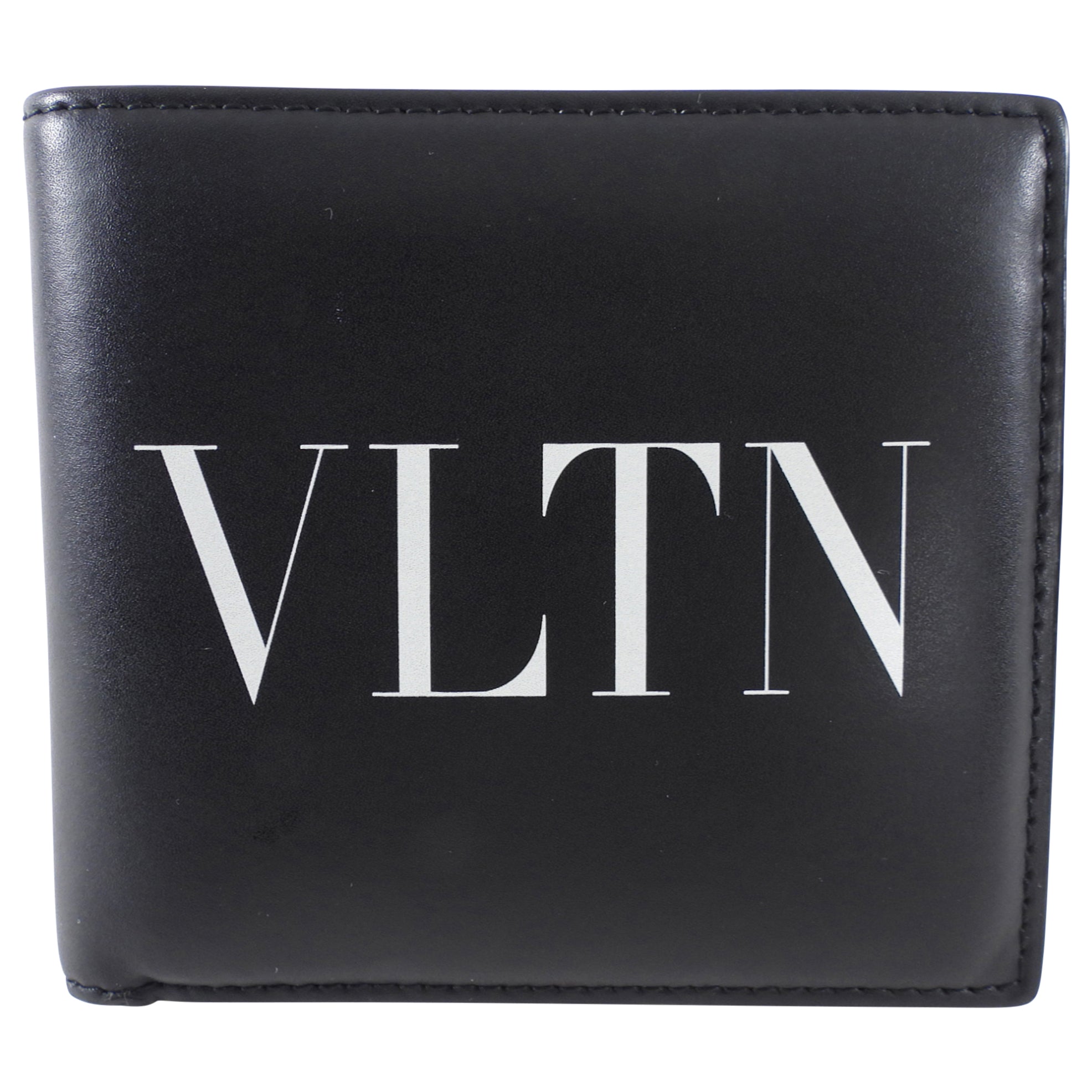 Valentino VLTN Black and White Leather Bifold Wallet