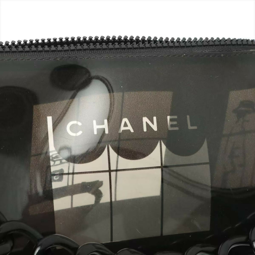 Chanel 2003 Acrylic Black and White Semi-sheer Construction Gourmette-chain Shoulder Bag