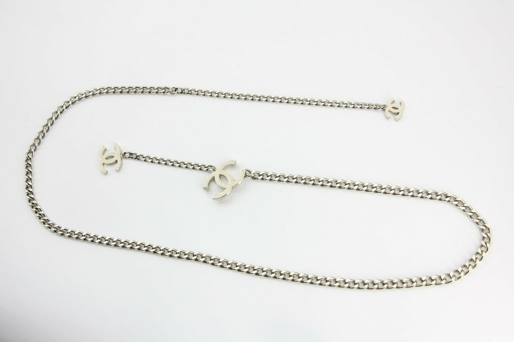 Chanel Vintage 05V Metal White Three CC Waist Chain