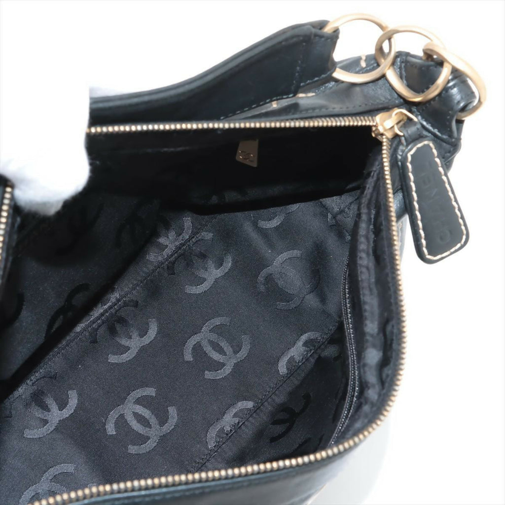 Chanel Vintage Black Lambskin Leather Handbag with Gold Hardware