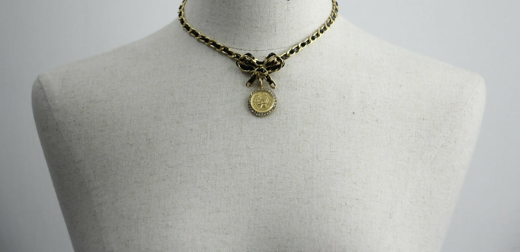 Chanel Vintage 96P Mrs Coco Gold-plated Leather Chain Necklace