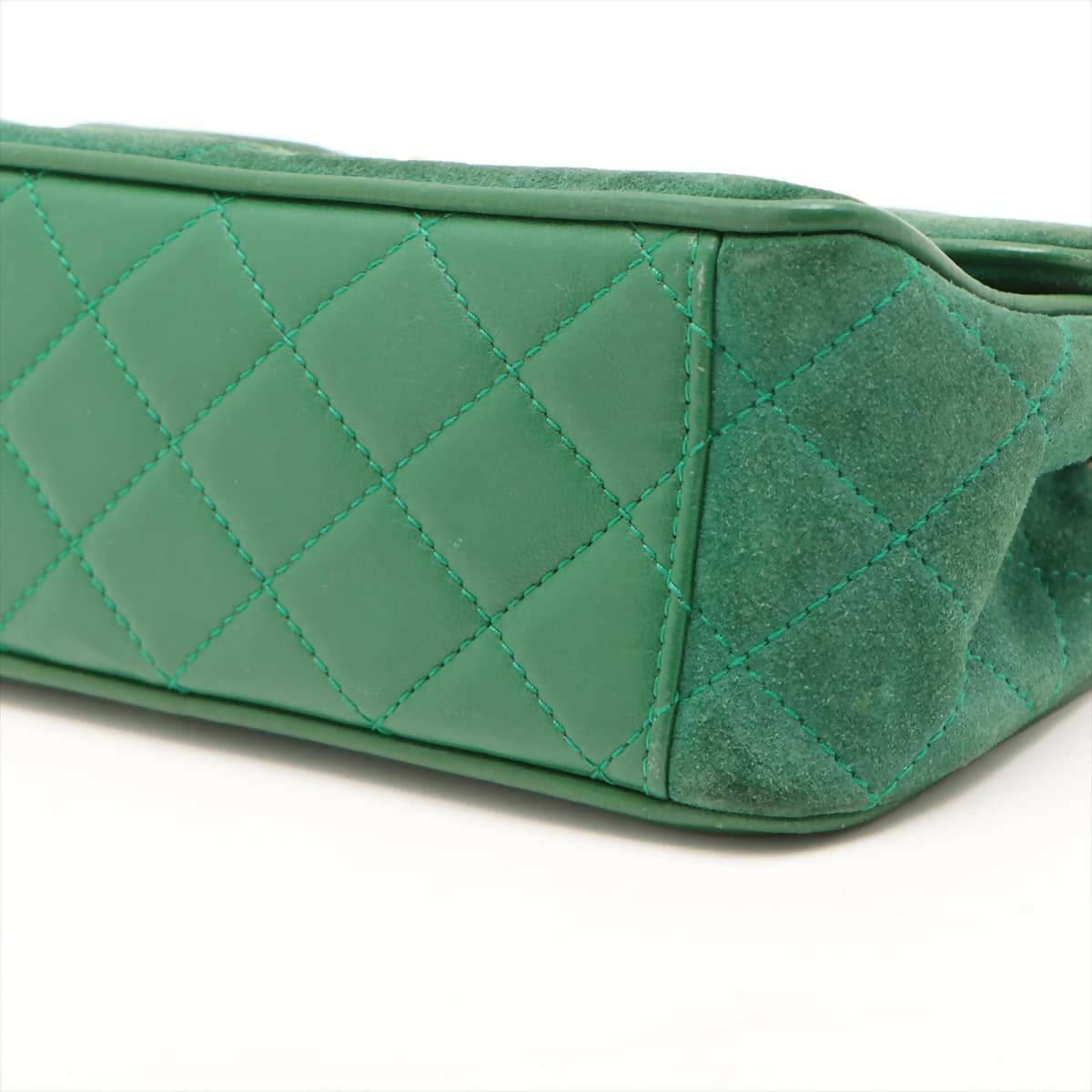 Chanel Vintage Green Small Suede and Lambskin Pagoda Flap Bag
