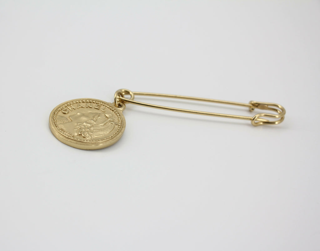 Chanel Vintage 03P Metal Ms Coco Coin Motif Brooch