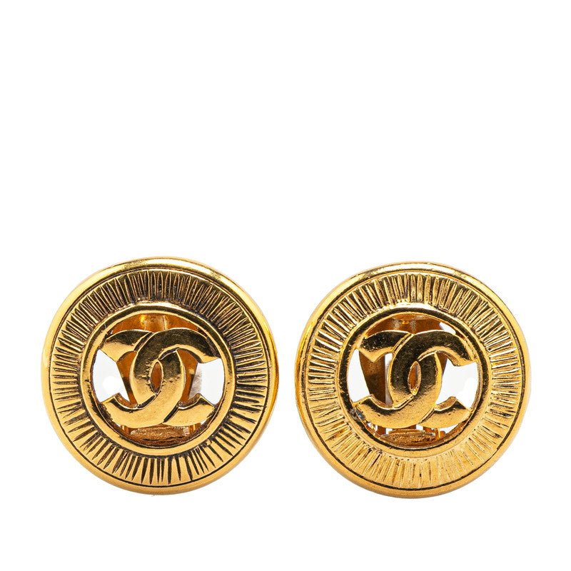 Chanel Gold Plated Coco Mark Round Earrings